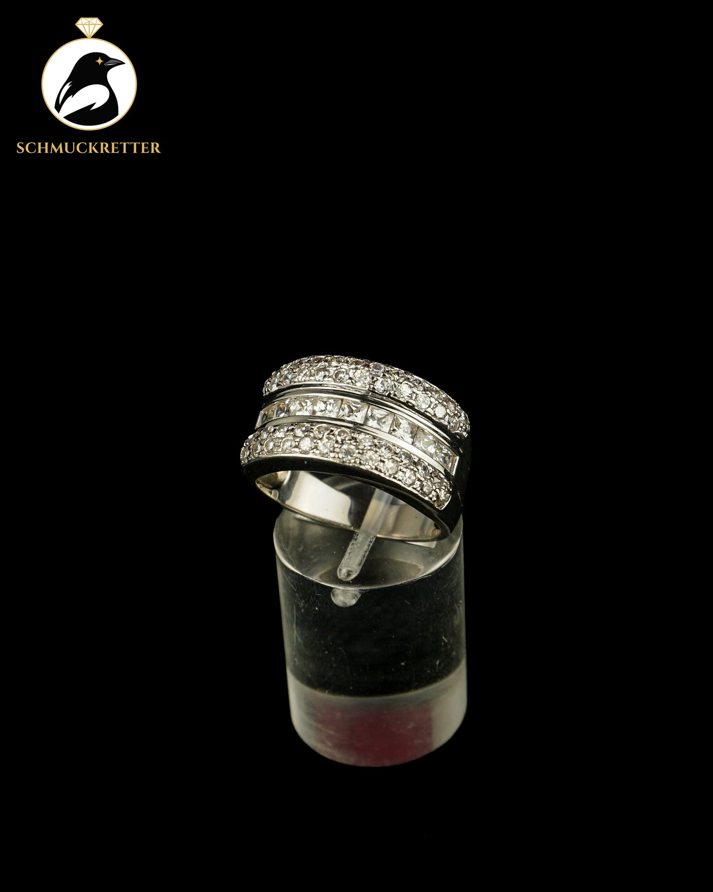 Breiter Diamonique Ring aus 925 Silber mit vielen Zirkonia, Gr. 59