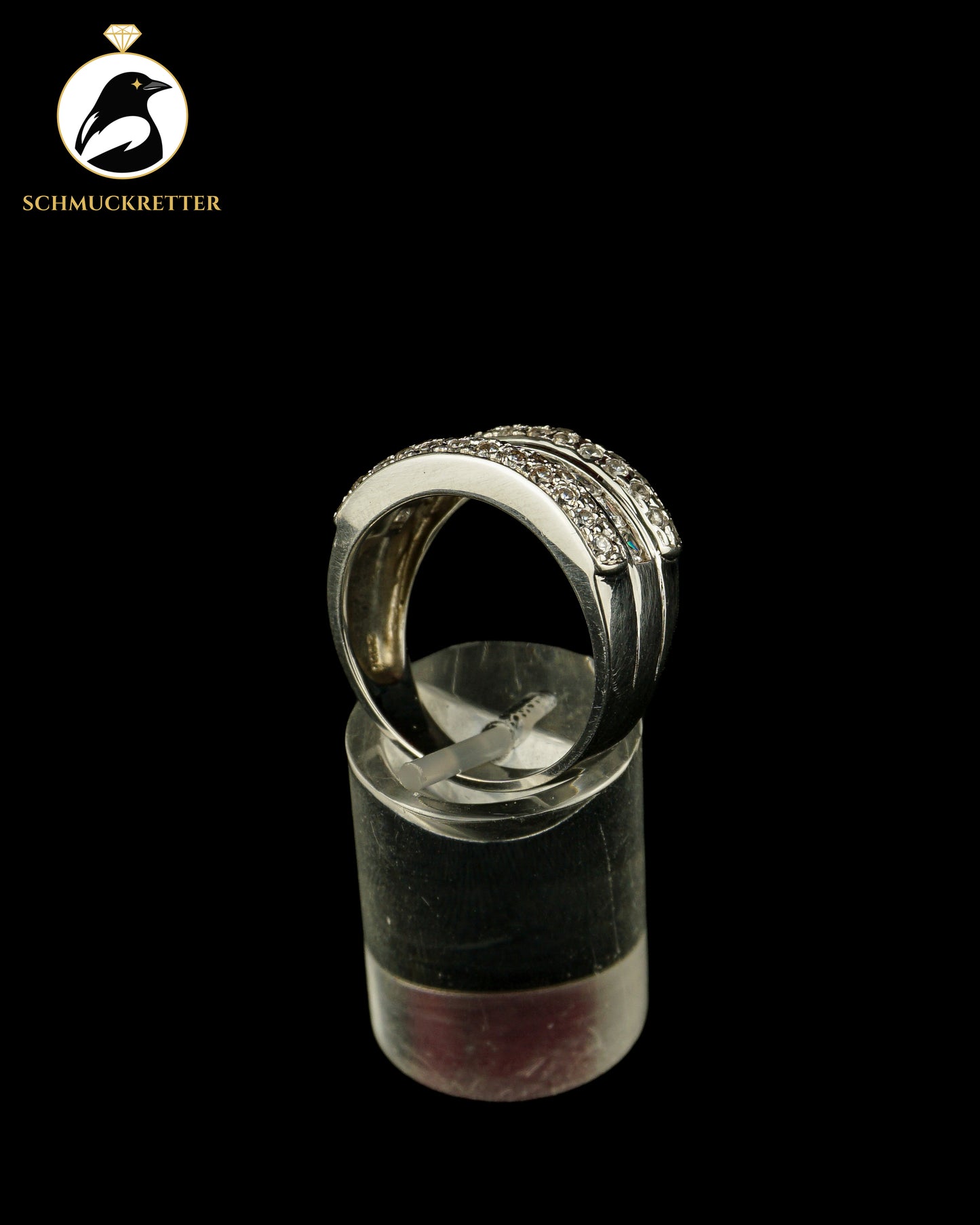 Breiter Diamonique Ring aus 925 Silber mit vielen Zirkonia, Gr. 59