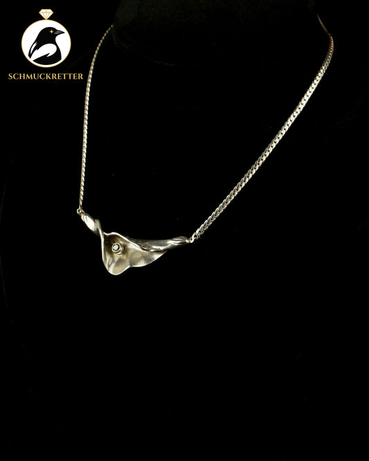 Modernistisches Collier aus Dänemark, 925 Silber mit Zirkonia