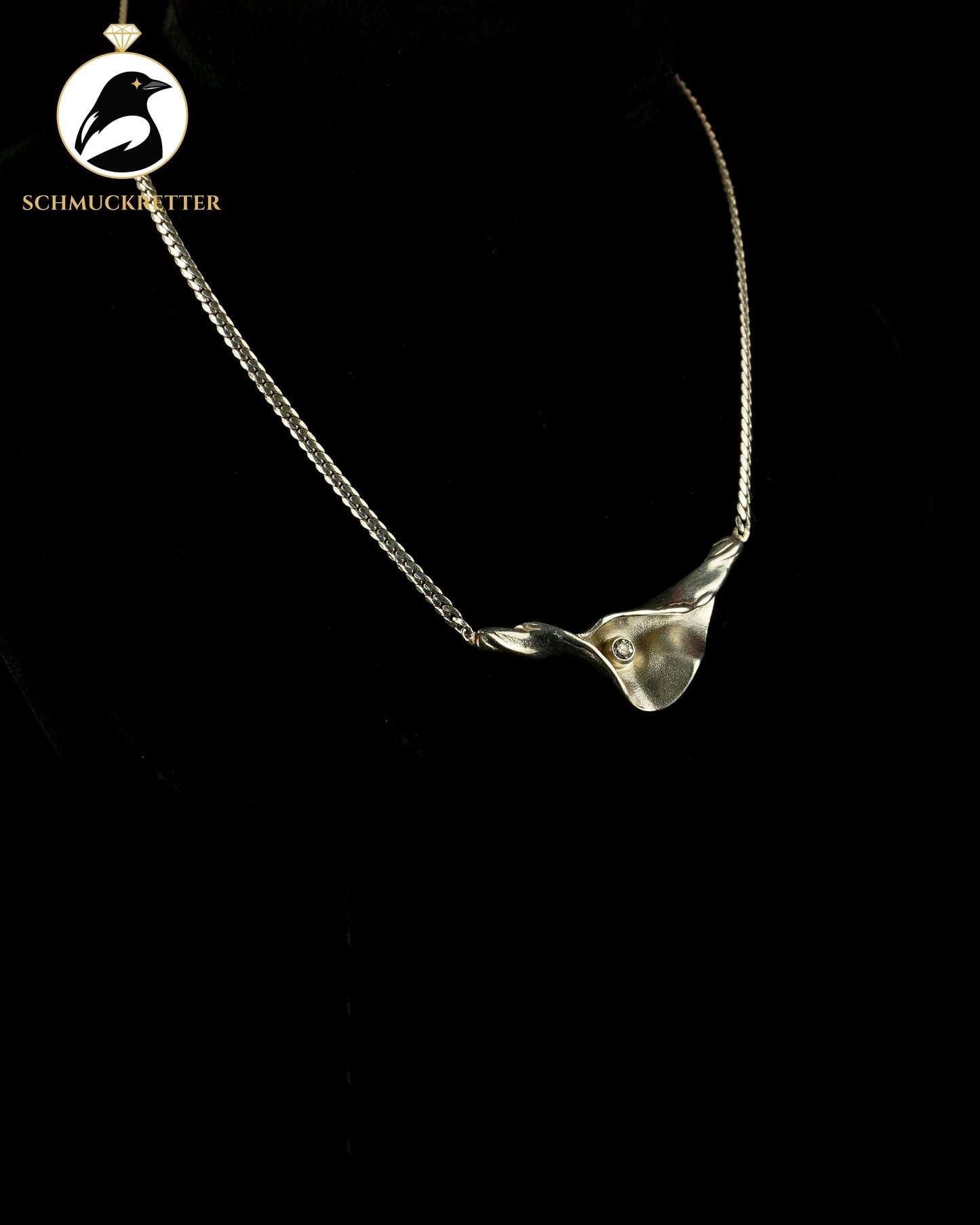 Modernistisches Collier aus Dänemark, 925 Silber mit Zirkonia
