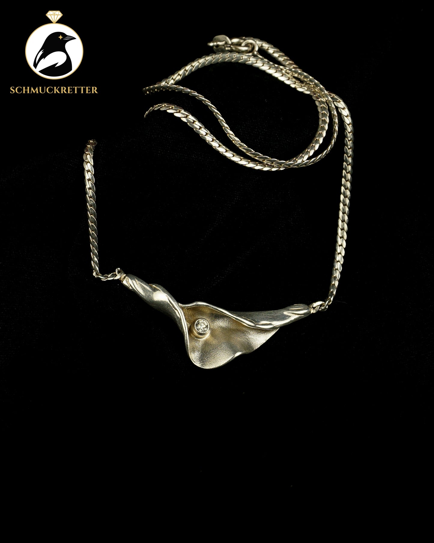 Modernistisches Collier aus Dänemark, 925 Silber mit Zirkonia