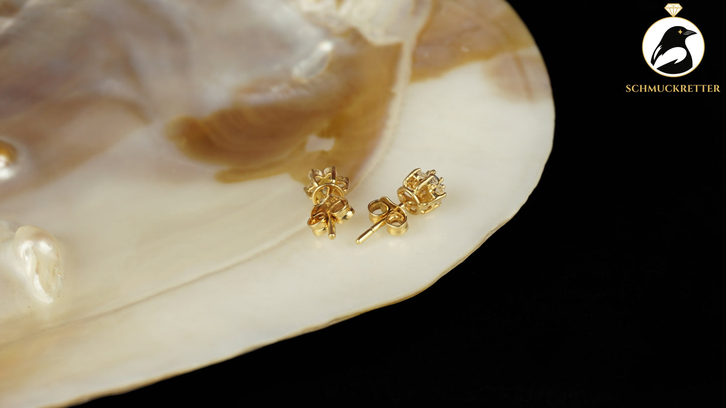 750 Gold Ohrstecker mit Saphir & weißem Topas