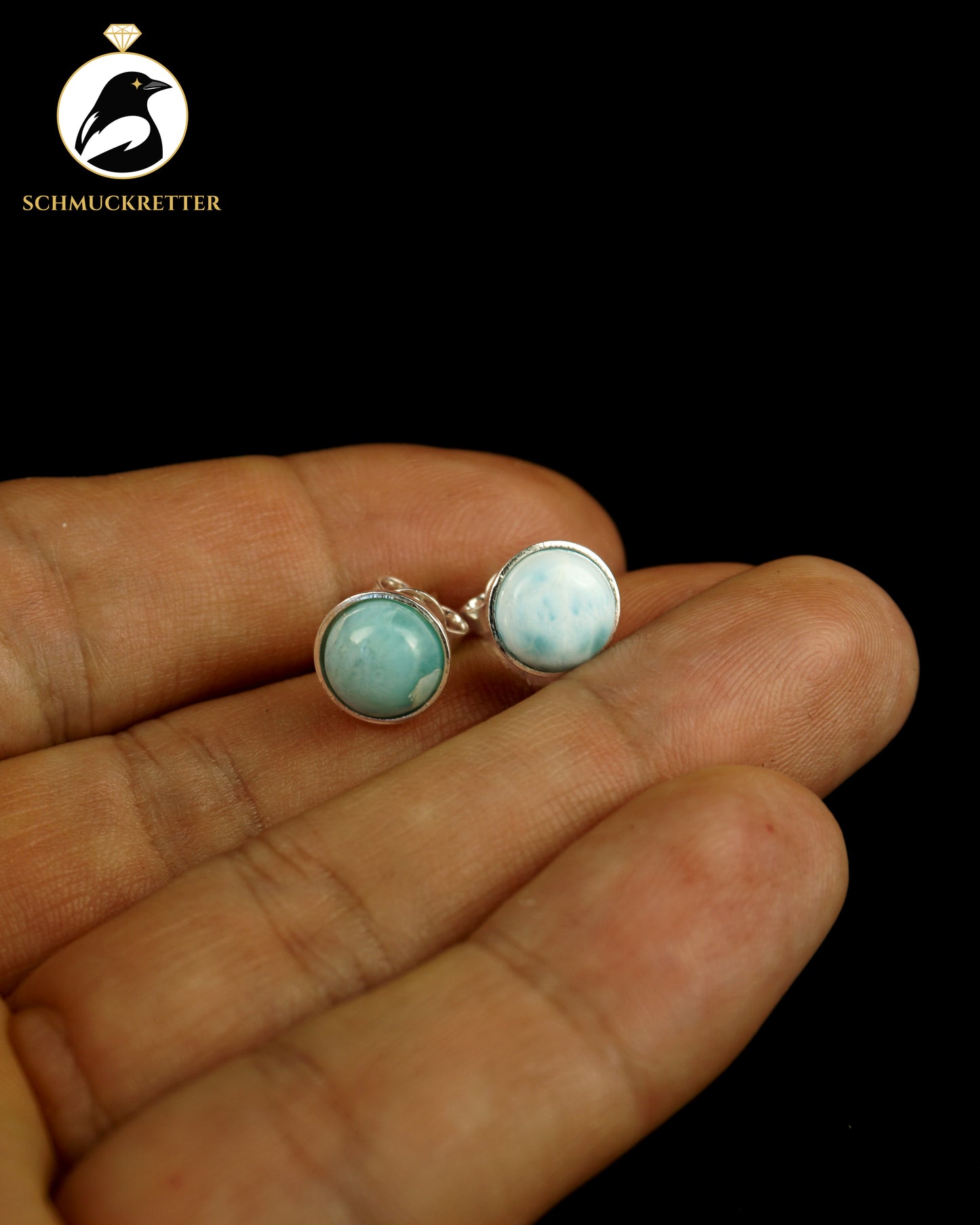 Larimar-Ohrstecker aus 925 Silber