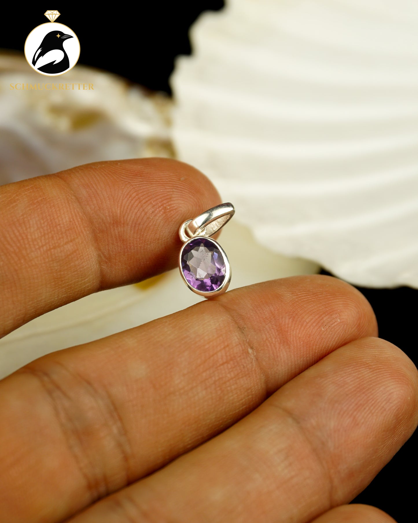 Amethyst Anhänger gefasst in 925 Silber
