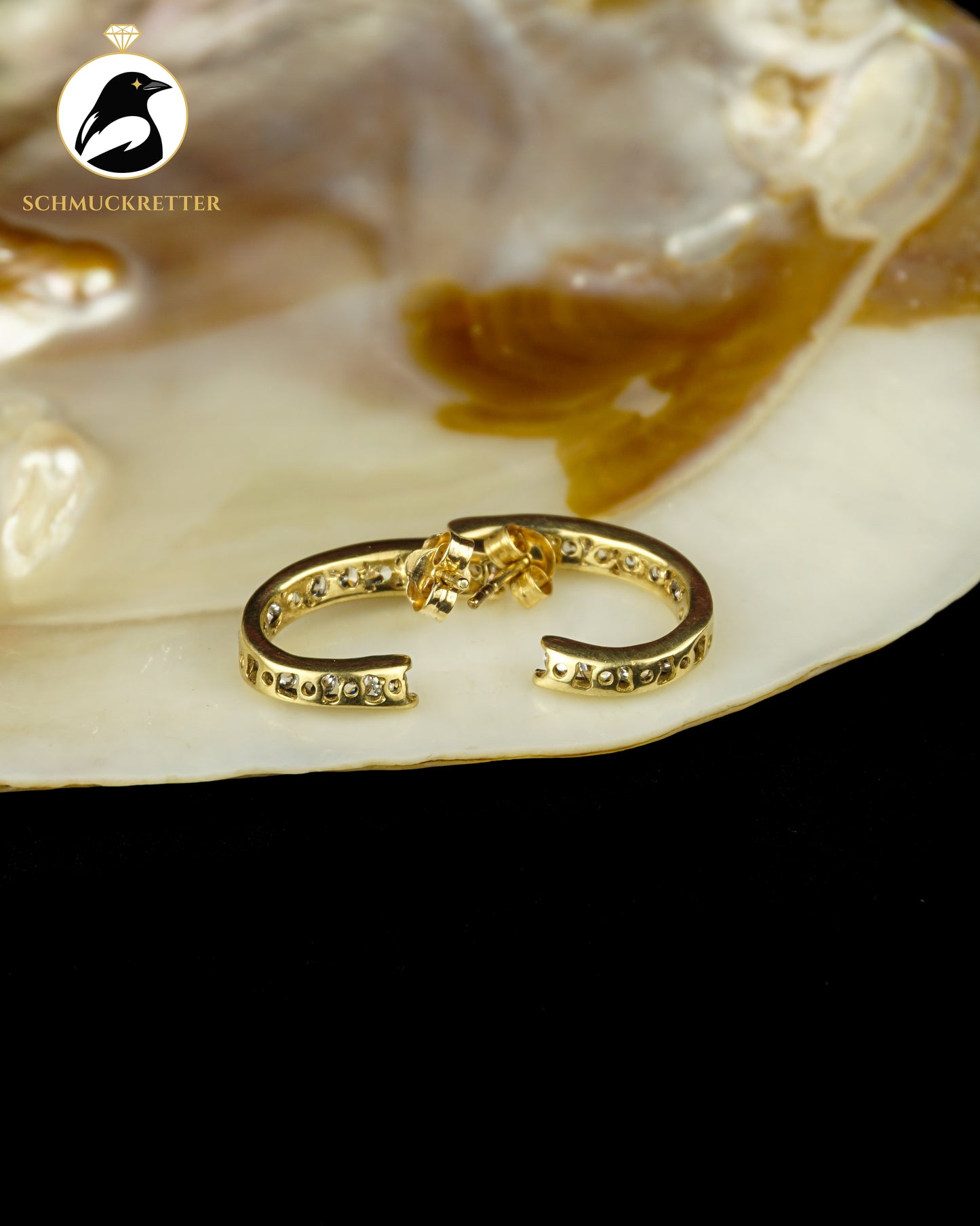 Halbcreolen aus 585 Gold mit funkelnden Zirkonia