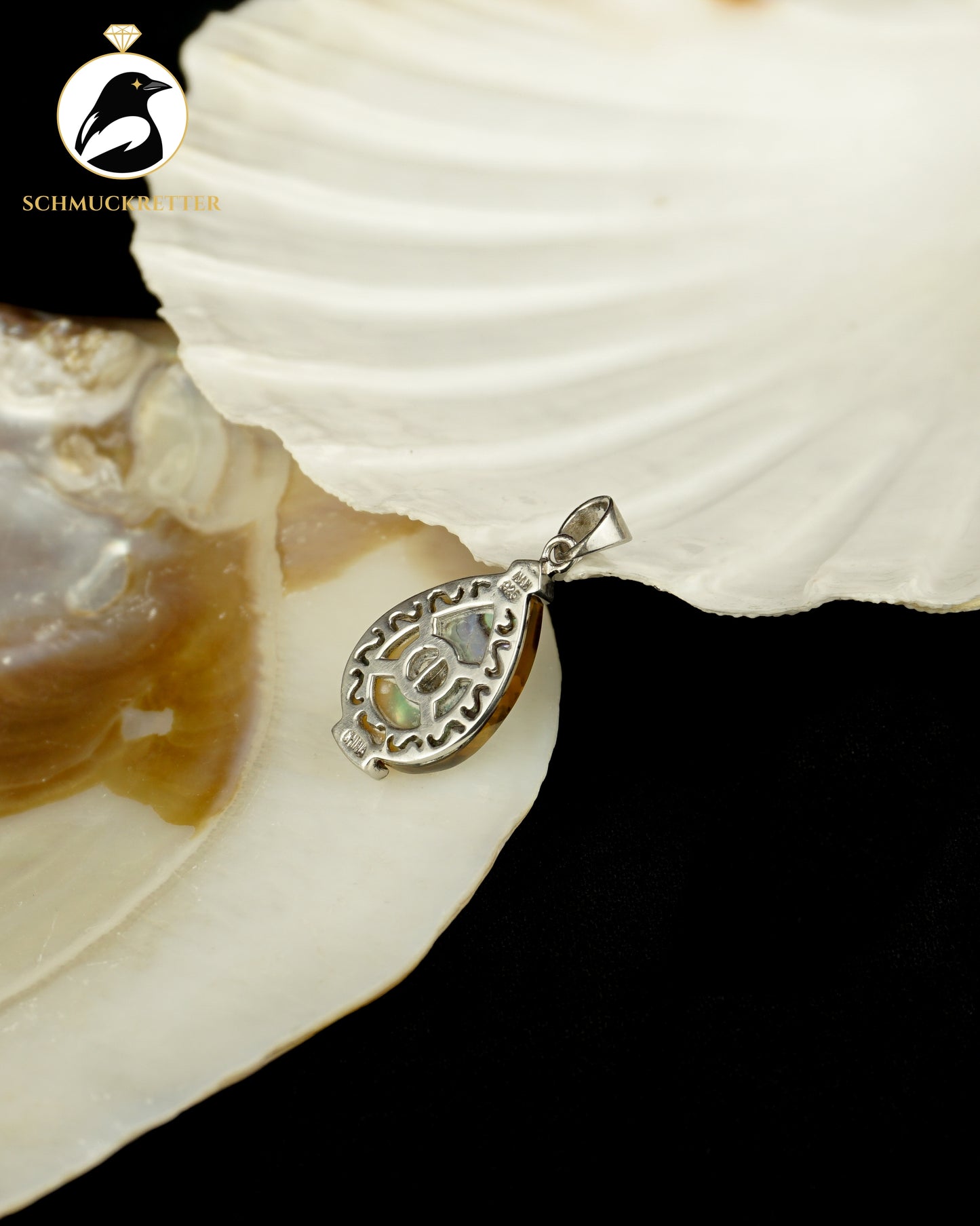 925 Silber Anhänger mit Blautopas und Paua Muschel