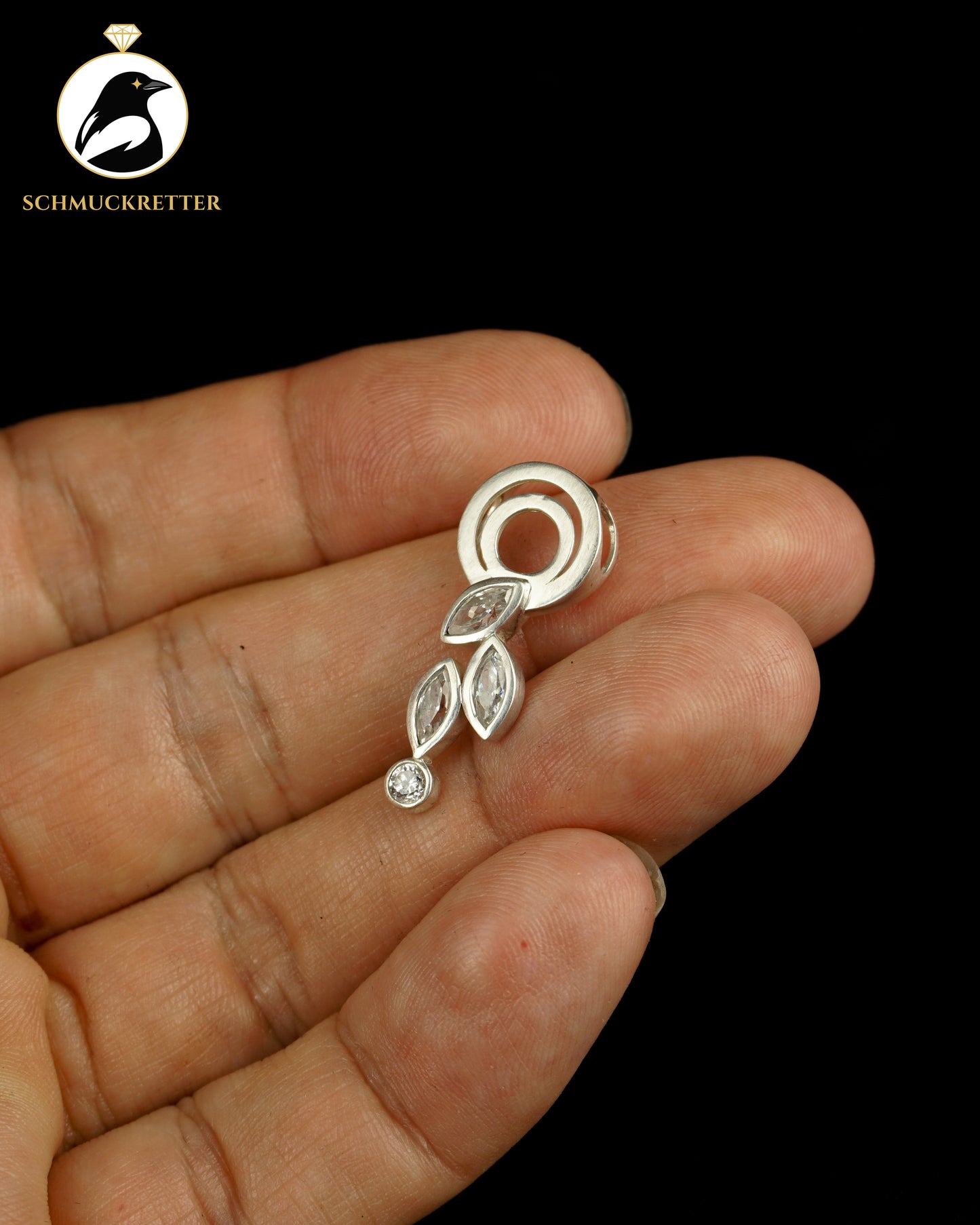 925 Silber Anhänger mit Zirkonia im Navetteschliff