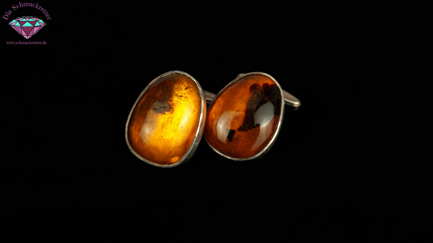 925 Silber Manschettenknöpfe mit Bernstein, SALE