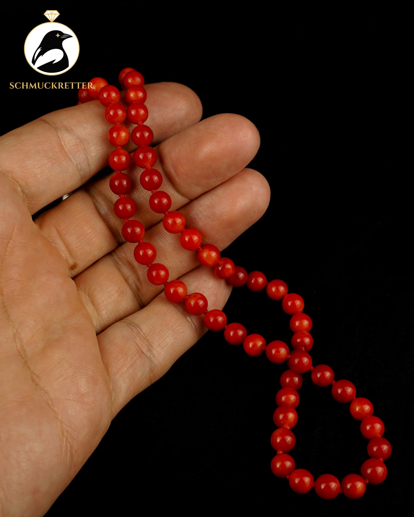 Rote Korallenkette mit 925 Silber Kugelverschluss + Armband