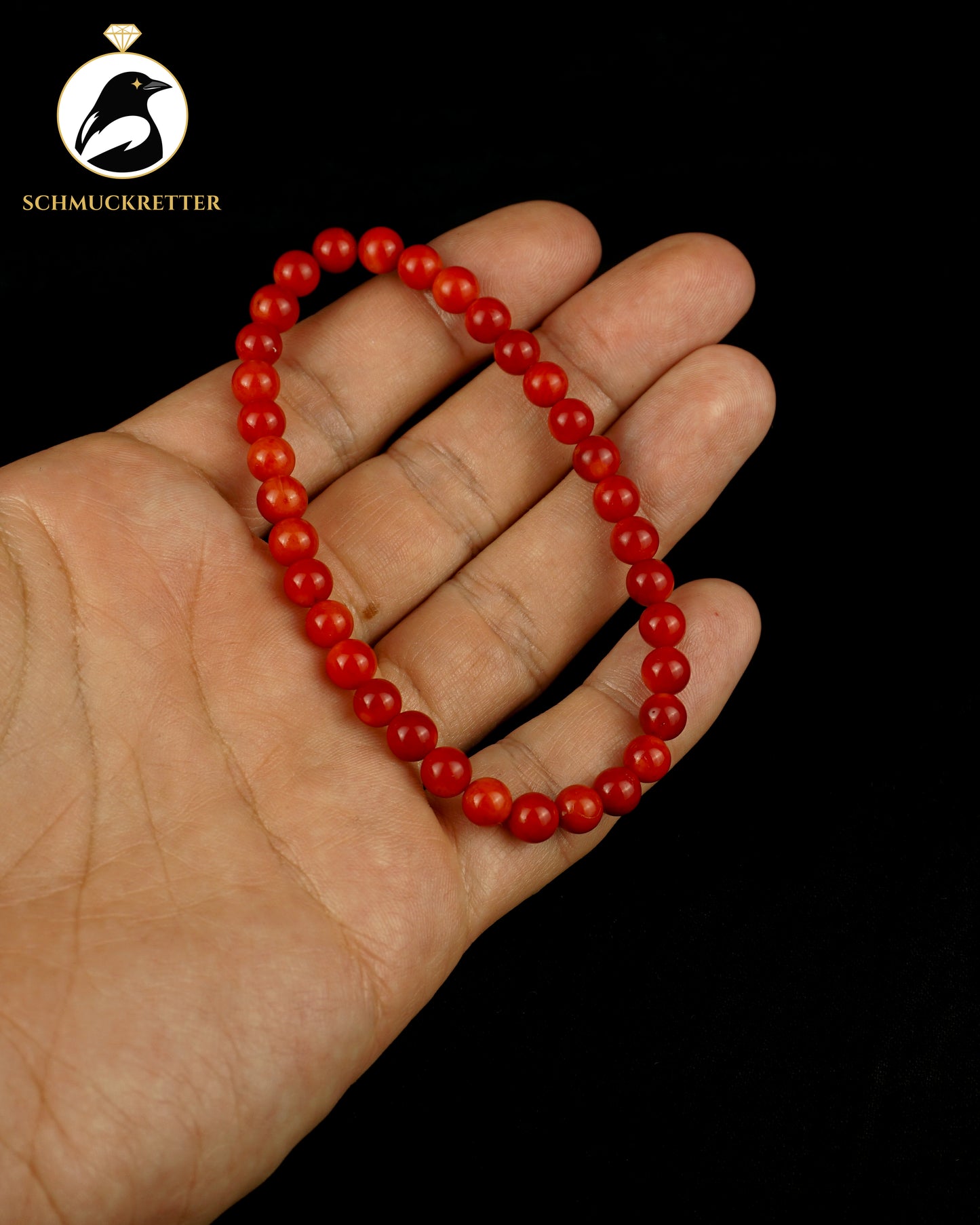 Rote Korallenkette mit 925 Silber Kugelverschluss + Armband