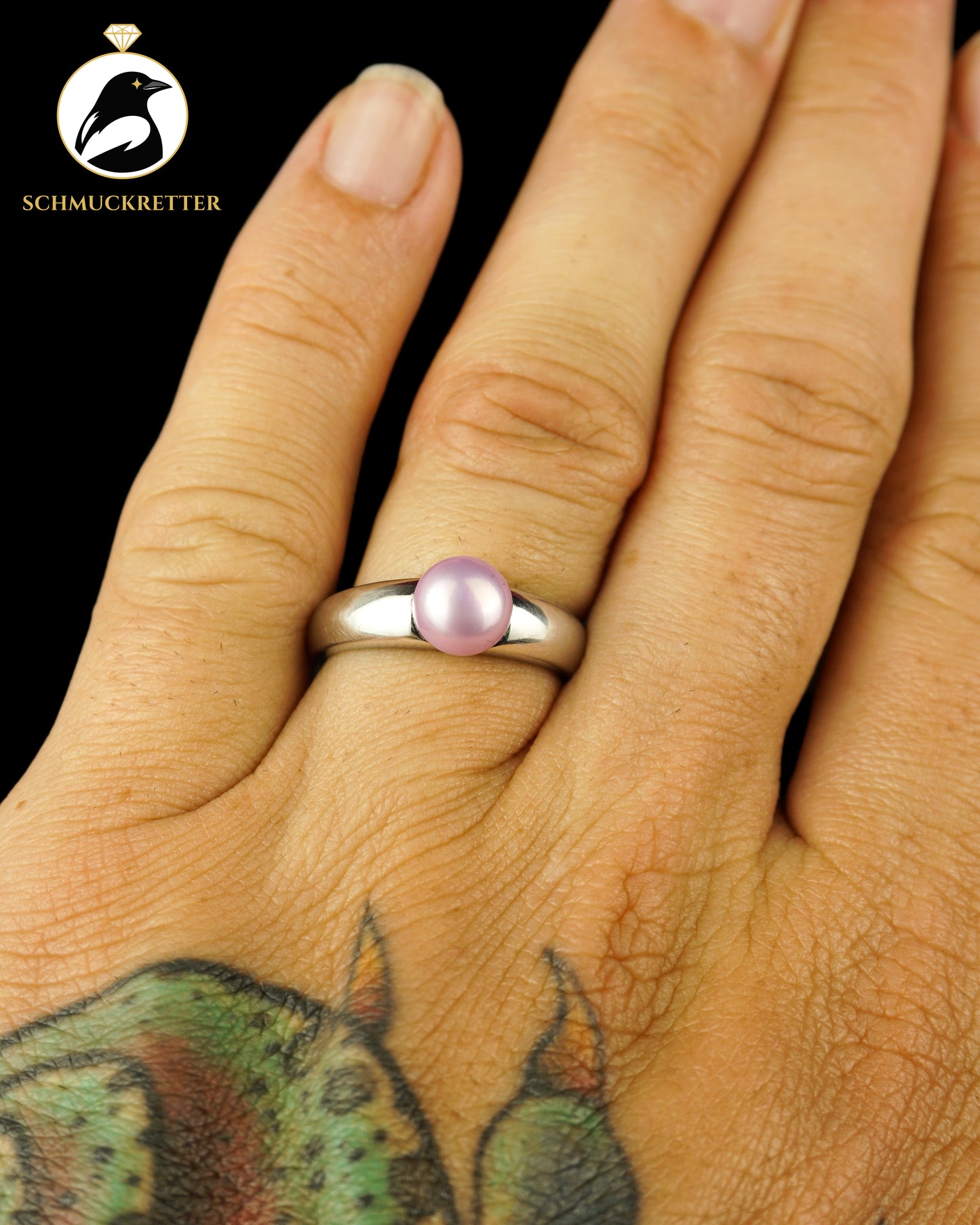 925 Silber Ring mit lila Süßwasserperle, Gr. 57