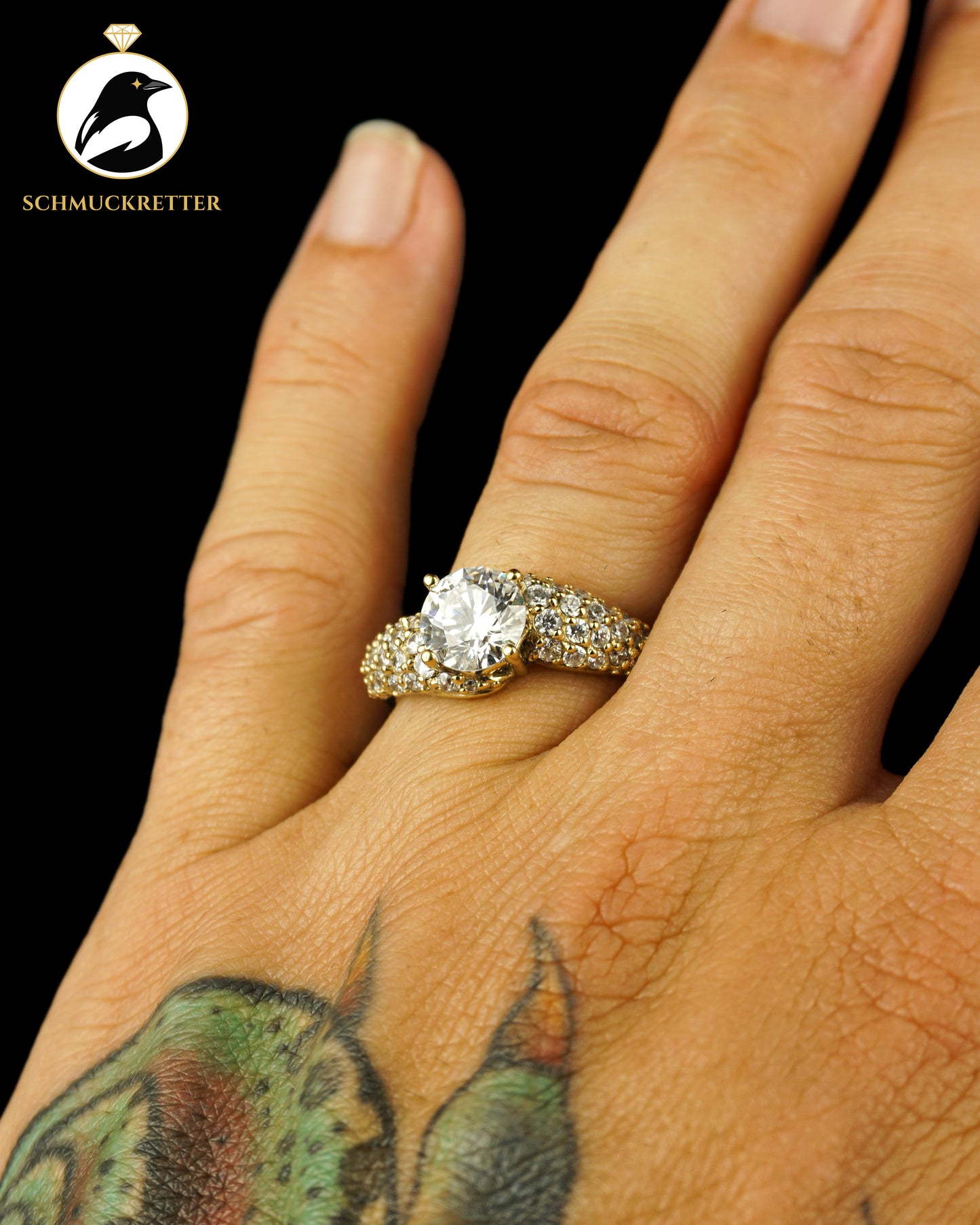 Vergoldeter 925 Silber Diamonique Ring mit Zirkonia, Gr. 60