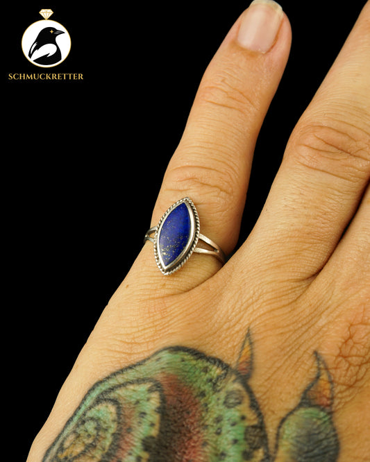 925 Silber Ring mit Lapislazuli, Gr. 50 (spitz)