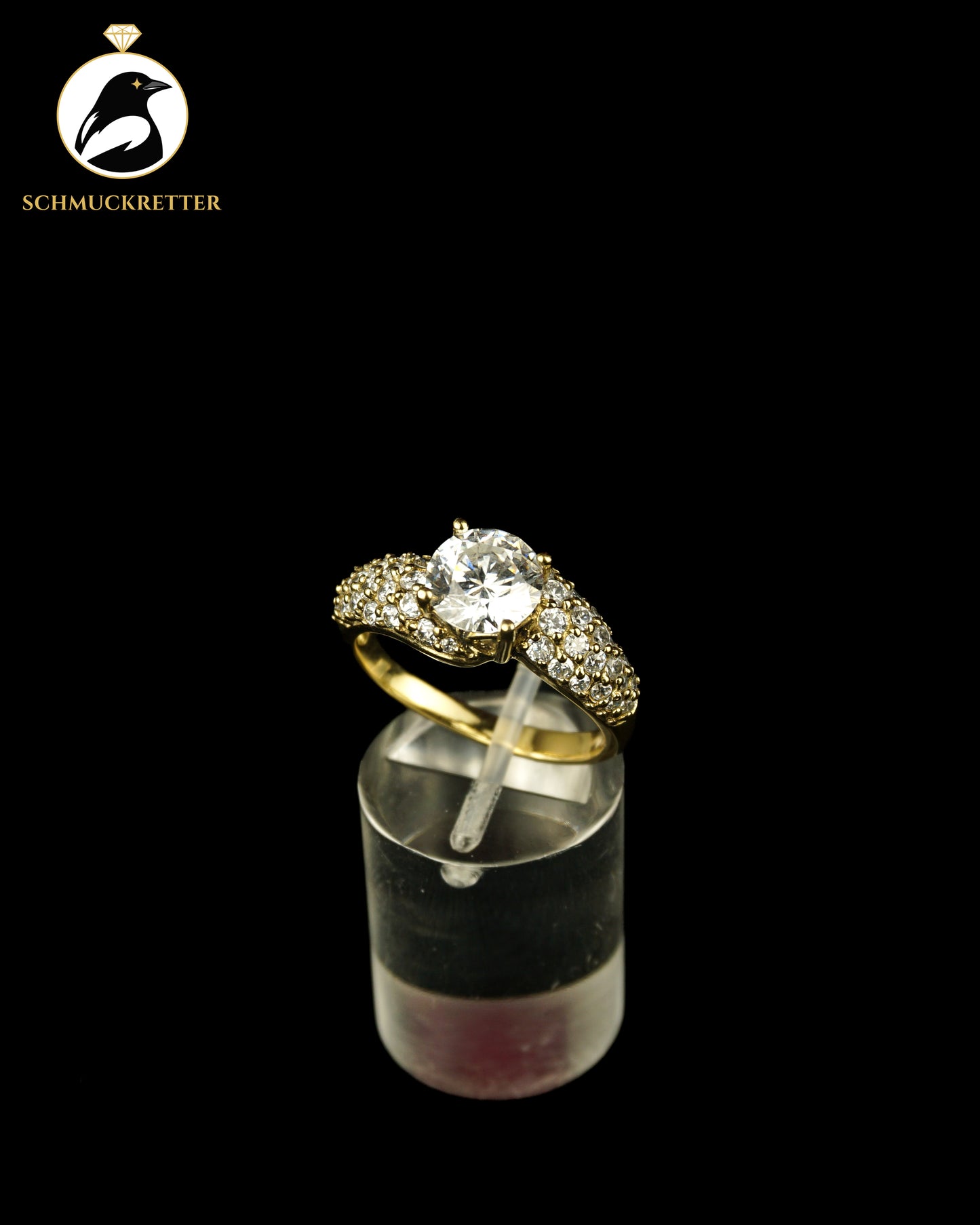 Vergoldeter 925 Silber Diamonique Ring mit Zirkonia, Gr. 60