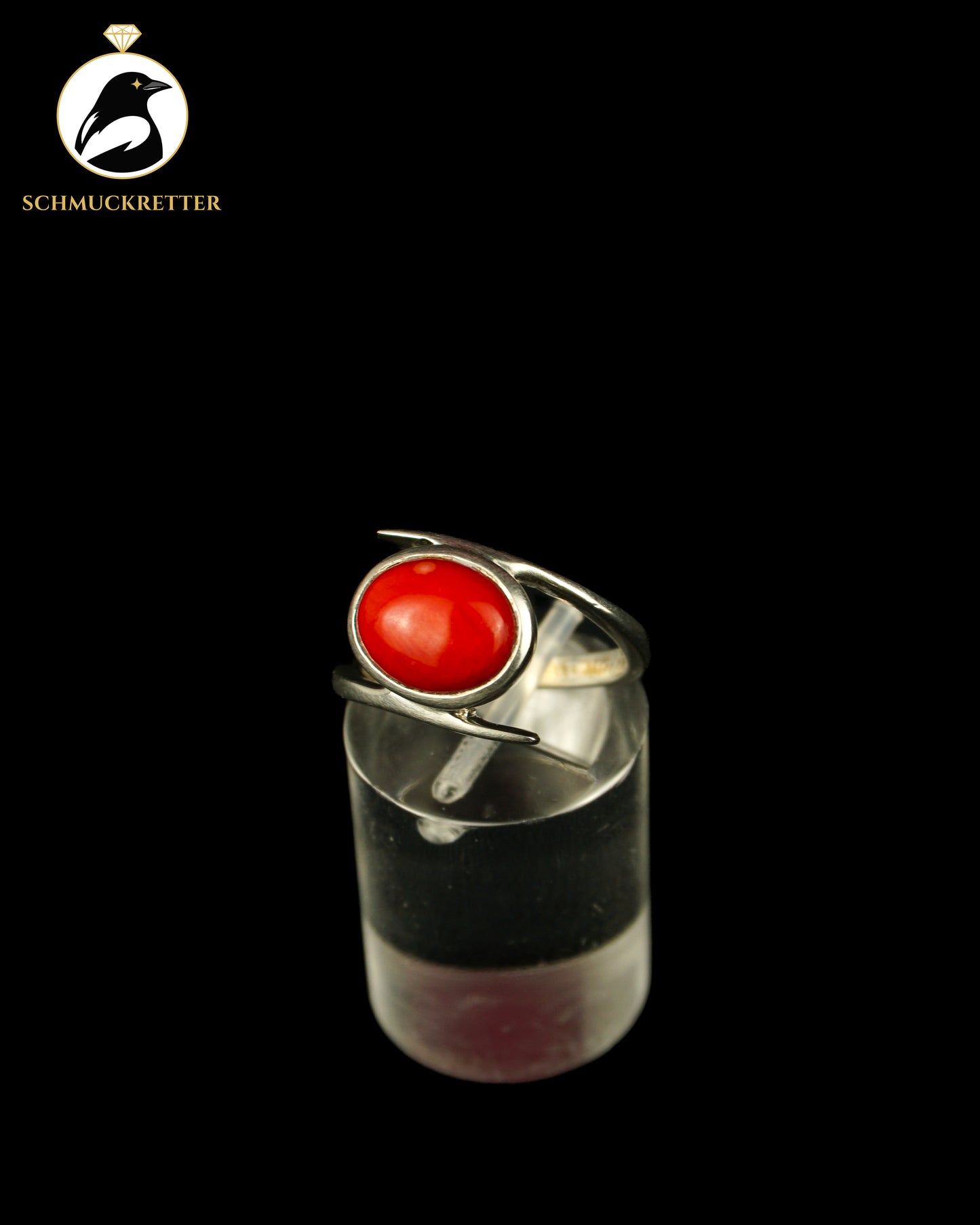 925 Silber Ring mit roter Koralle, Gr. 54