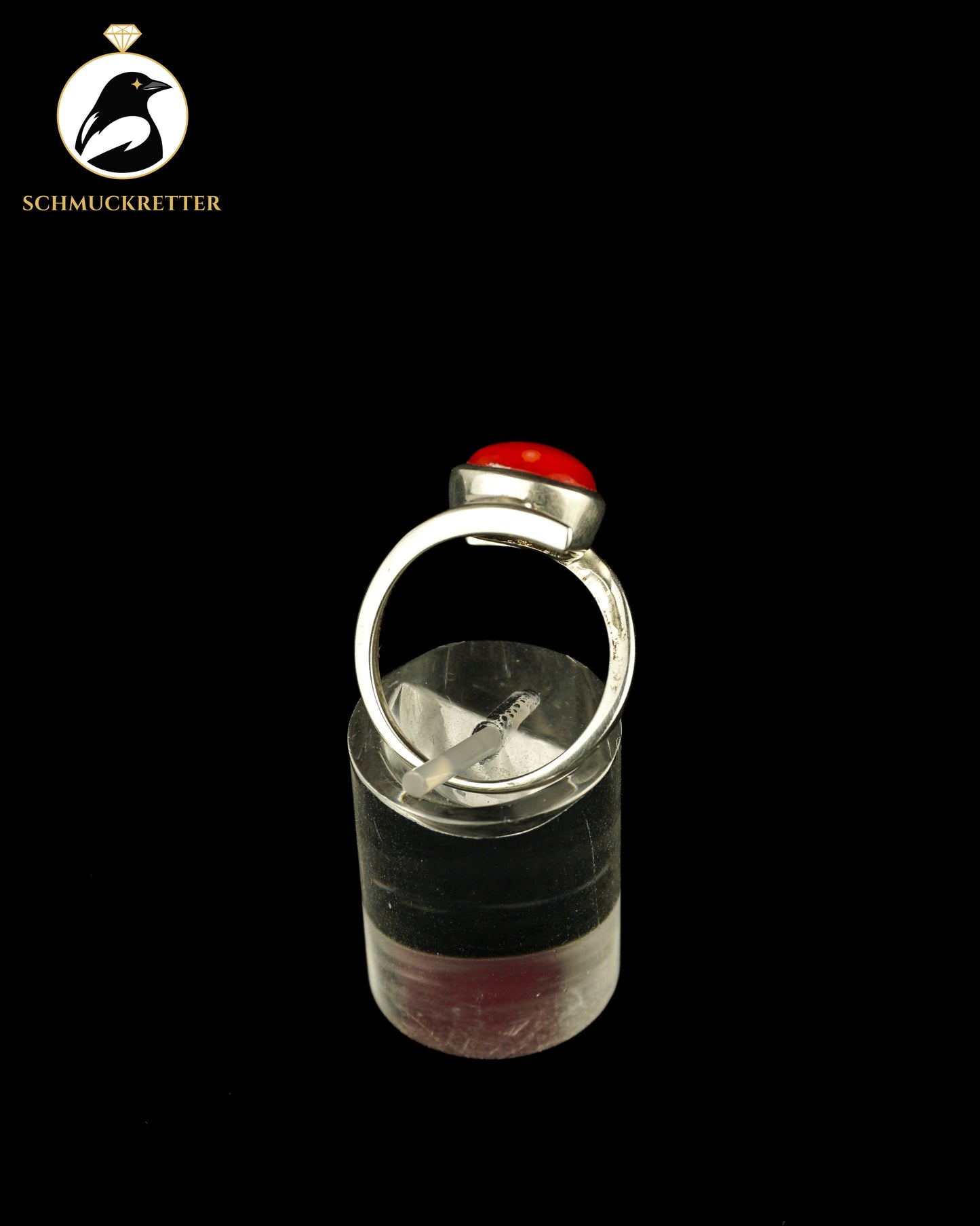 925 Silber Ring mit roter Koralle, Gr. 54