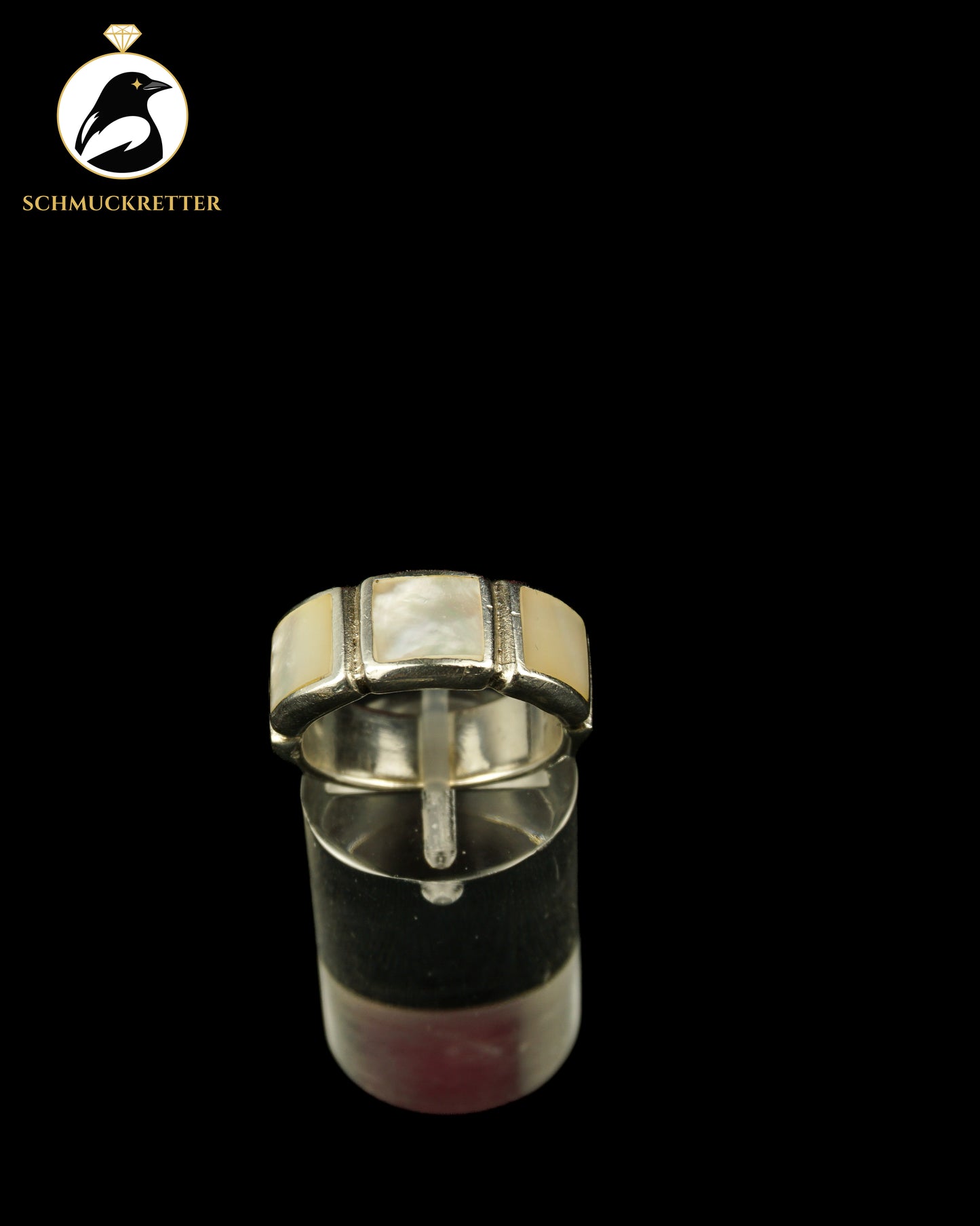 Breiter 925 Silber Ring mit Perlmutt, Gr. 54