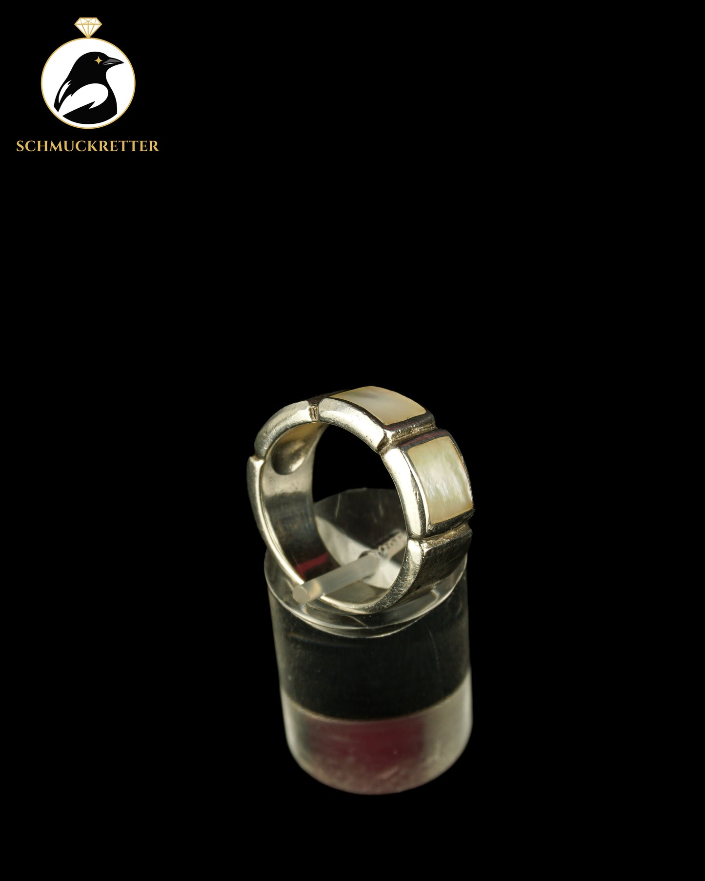 Breiter 925 Silber Ring mit Perlmutt, Gr. 54