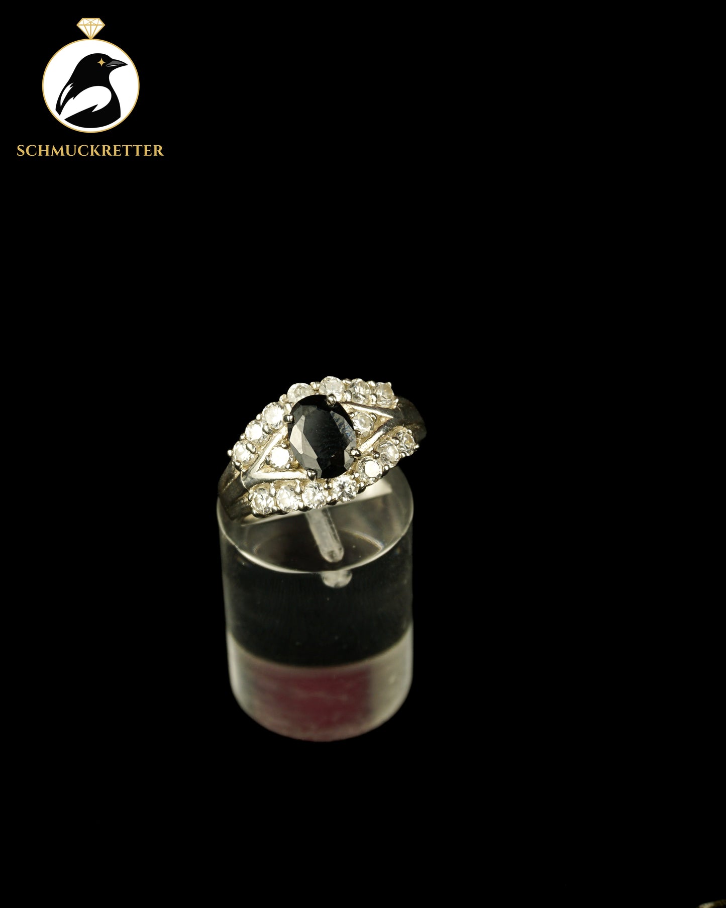 925 Silber Ring mit schwarzem und weißen Zirkonia, Gr. 54
