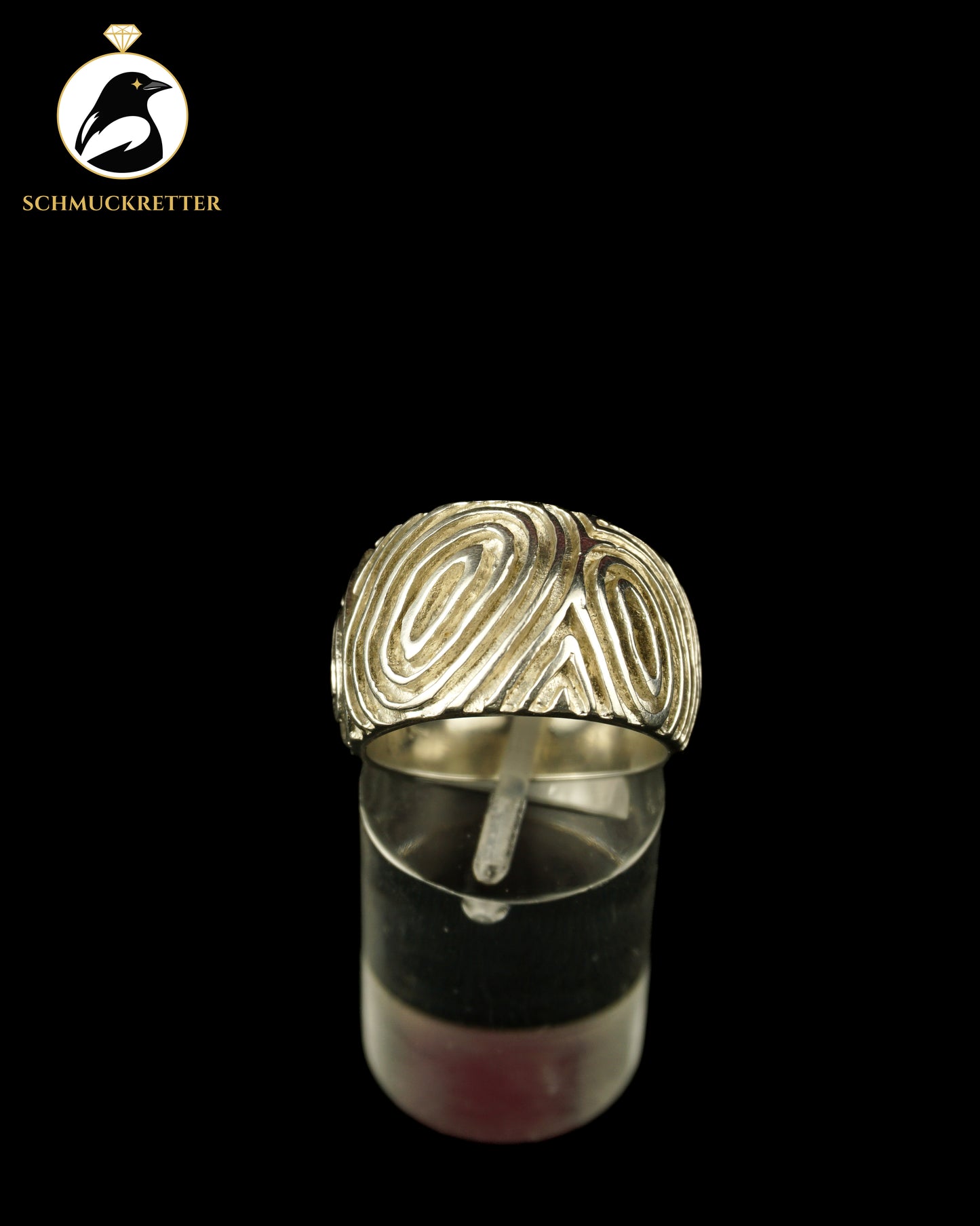 925 Silber Statement-Ring mit organischem Wirbelrelief, Gr. 57