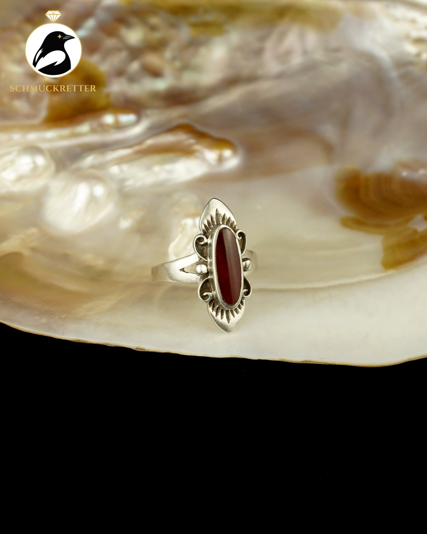 925 Silber Ring mit Karneol, Gr. 56