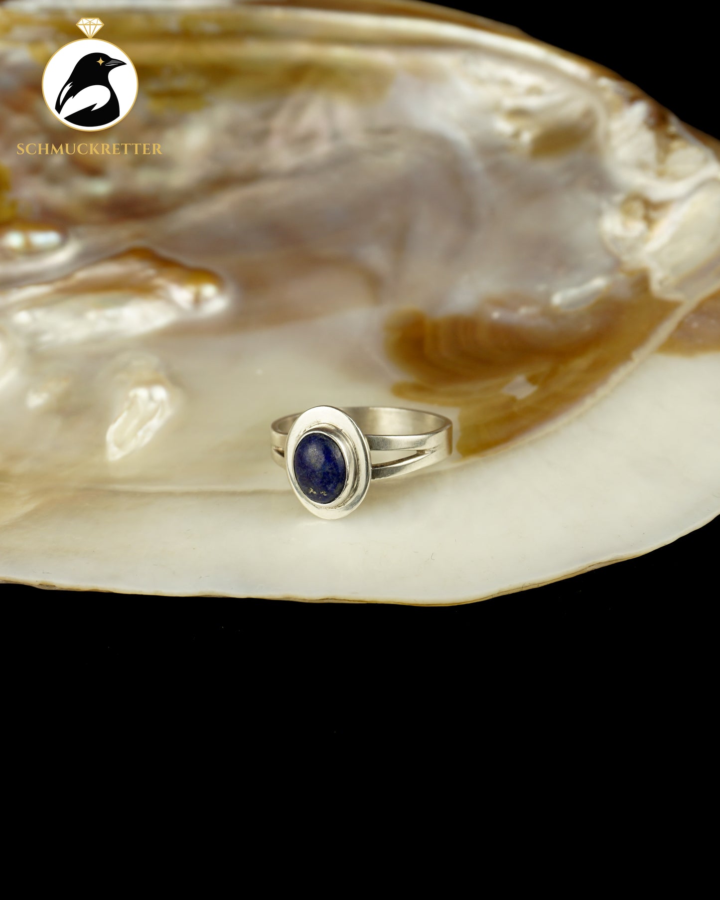 925 Silber Ring mit Lapislazuli (rund), Gr. 57