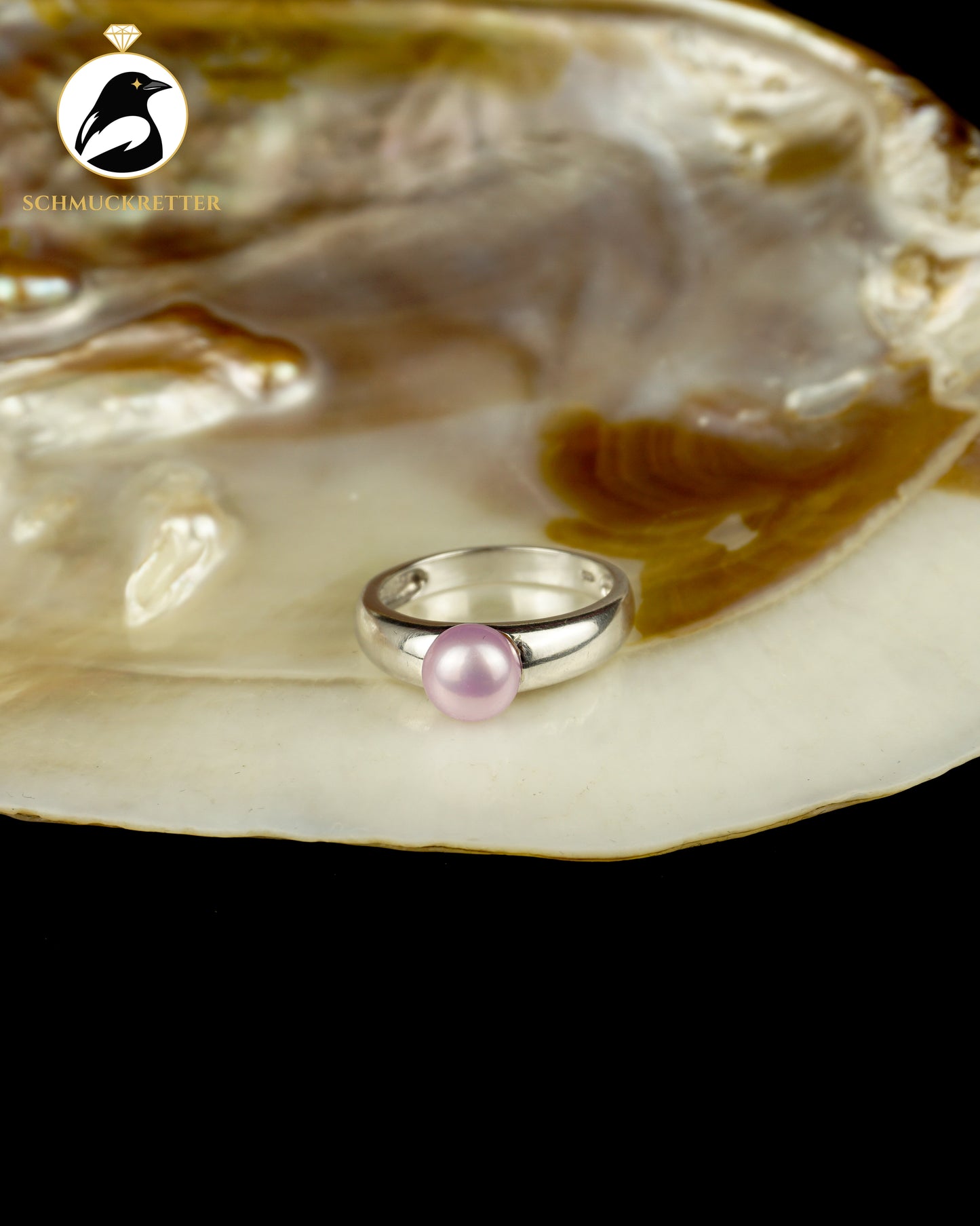 925 Silber Ring mit lila Süßwasserperle, Gr. 57