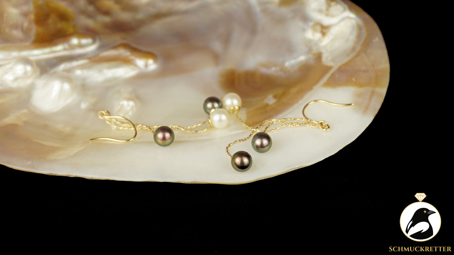Ohrringe aus 585 Gold - mit Tahiti-& Akoya Perlen