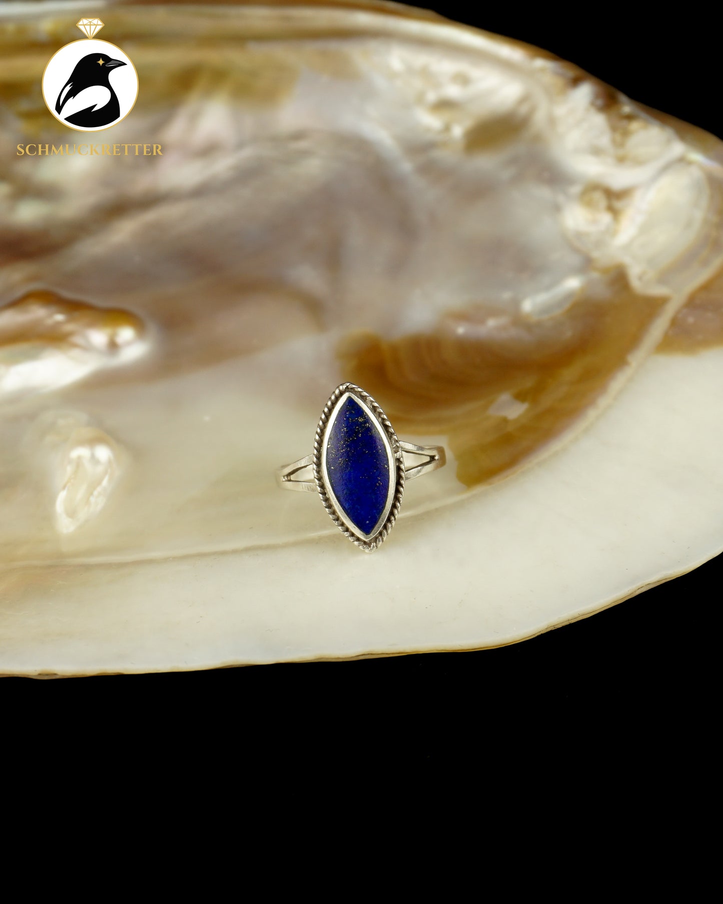 925 Silber Ring mit Lapislazuli, Gr. 50 (spitz)