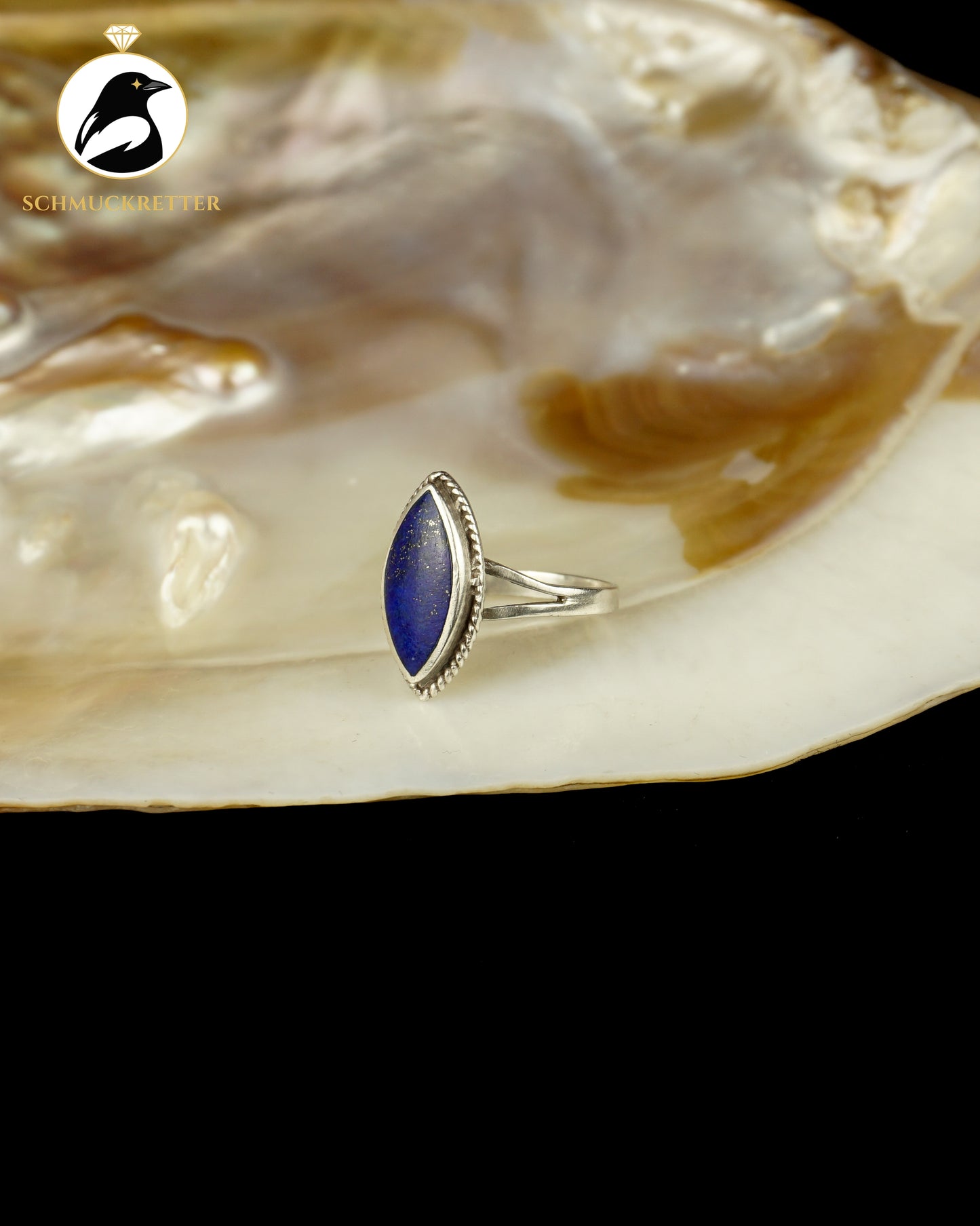 925 Silber Ring mit Lapislazuli, Gr. 50 (spitz)