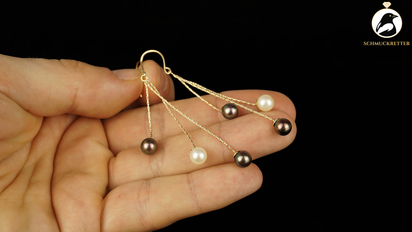 Ohrringe aus 585 Gold - mit Tahiti-& Akoya Perlen