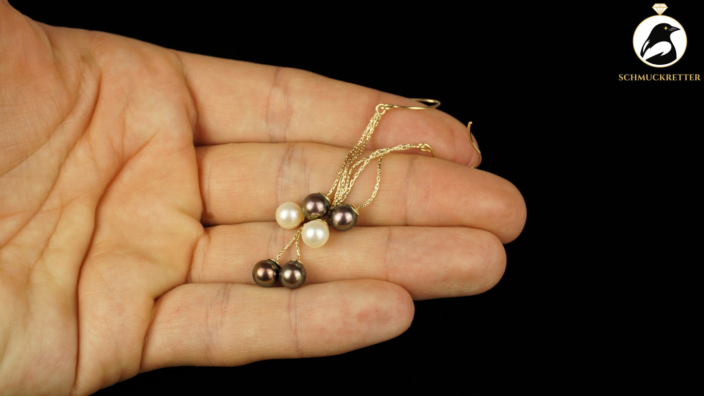 Ohrringe aus 585 Gold - mit Tahiti-& Akoya Perlen
