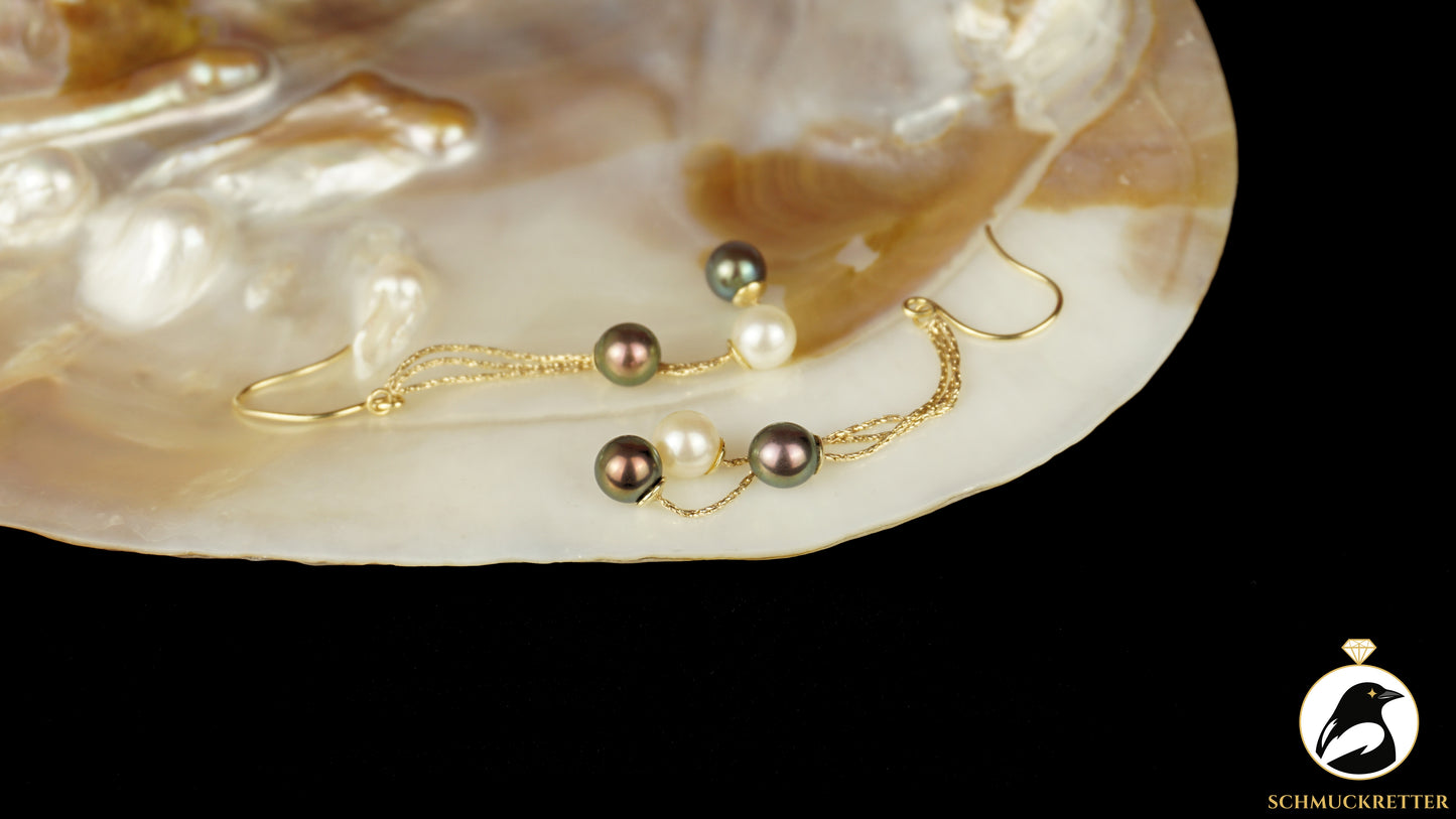 Ohrringe aus 585 Gold - mit Tahiti-& Akoya Perlen