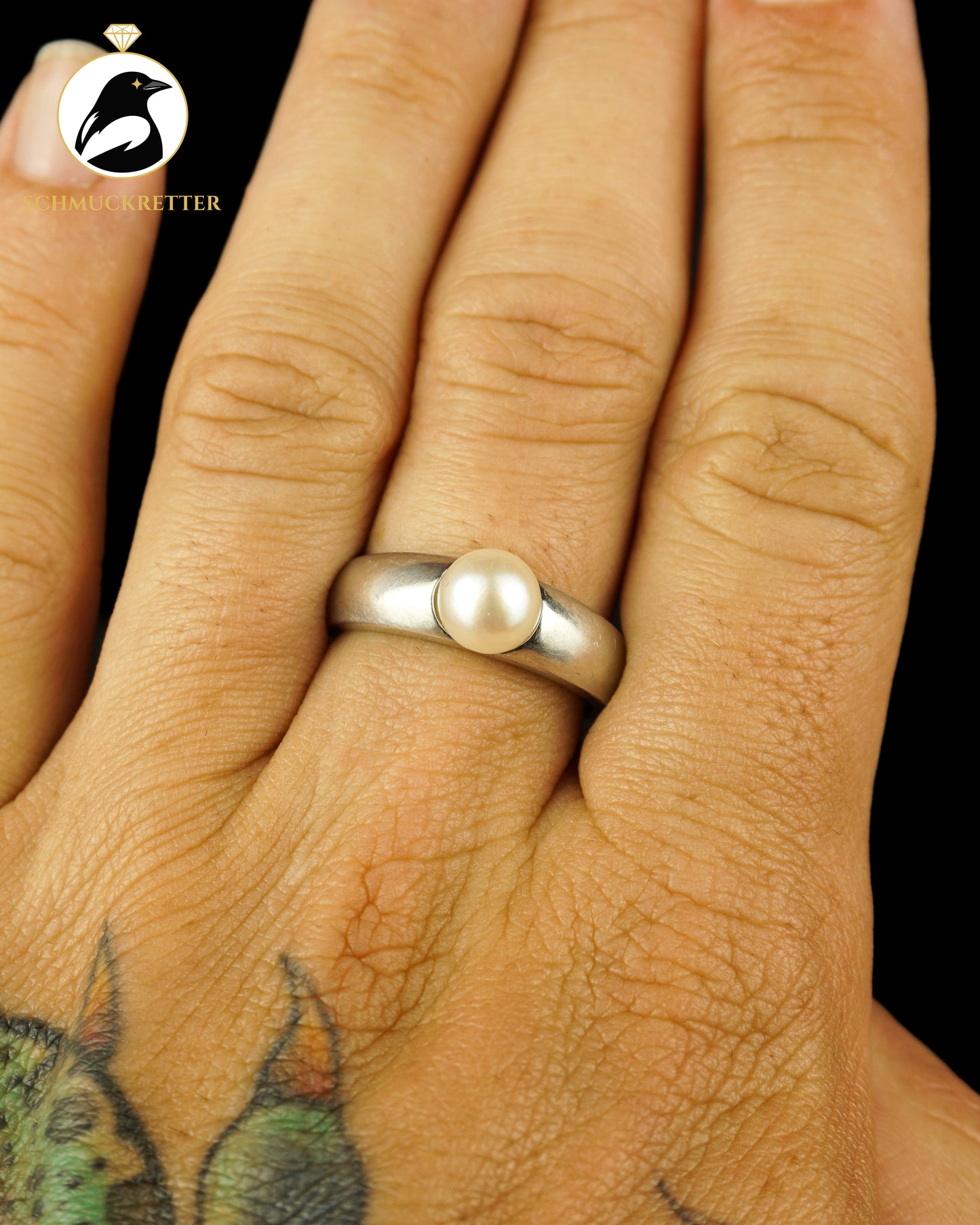 925 Silber Ring mit weißer Süßwasserperle, Gr. 63