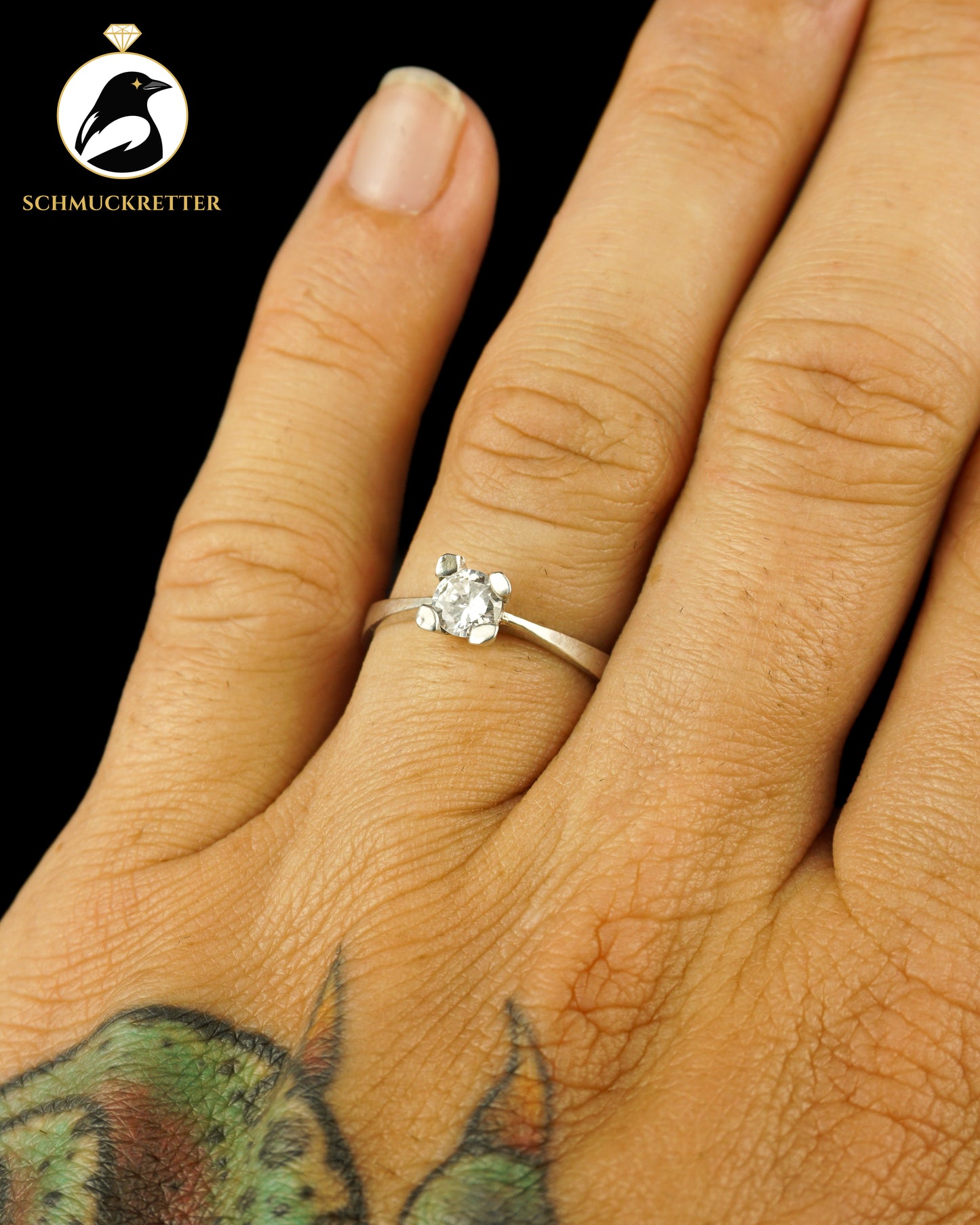 925 Silber Solitär-Ring mit funkelndem Zirkonia, Gr. 58