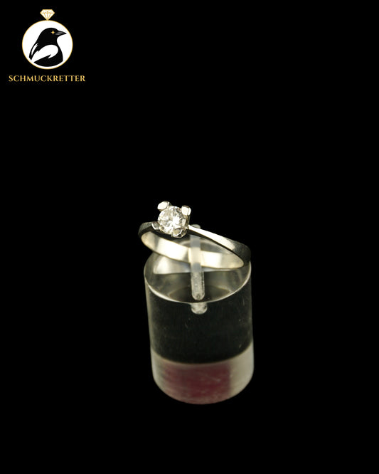 925 Silber Solitär-Ring mit funkelndem Zirkonia, Gr. 58