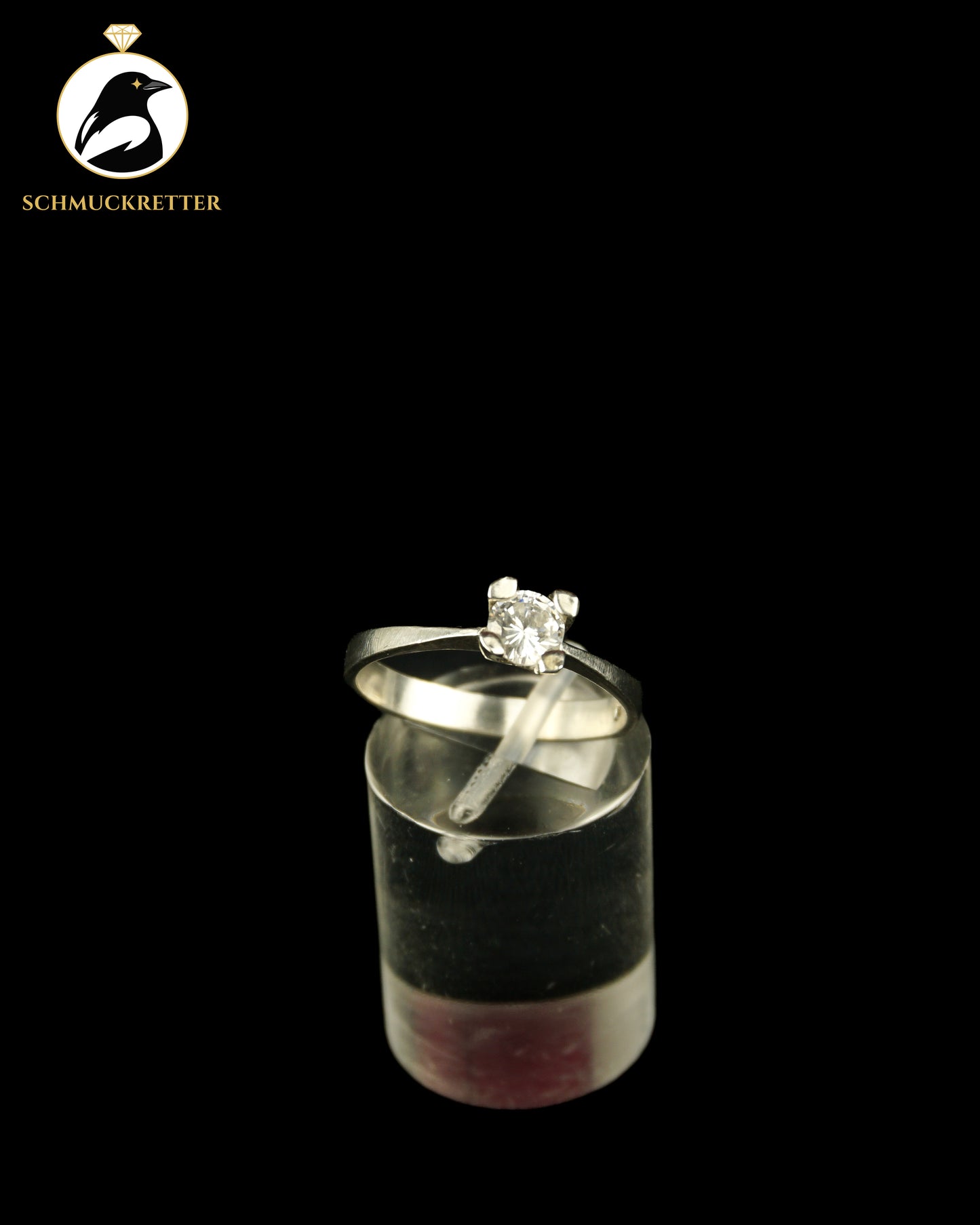 925 Silber Solitär-Ring mit funkelndem Zirkonia, Gr. 58