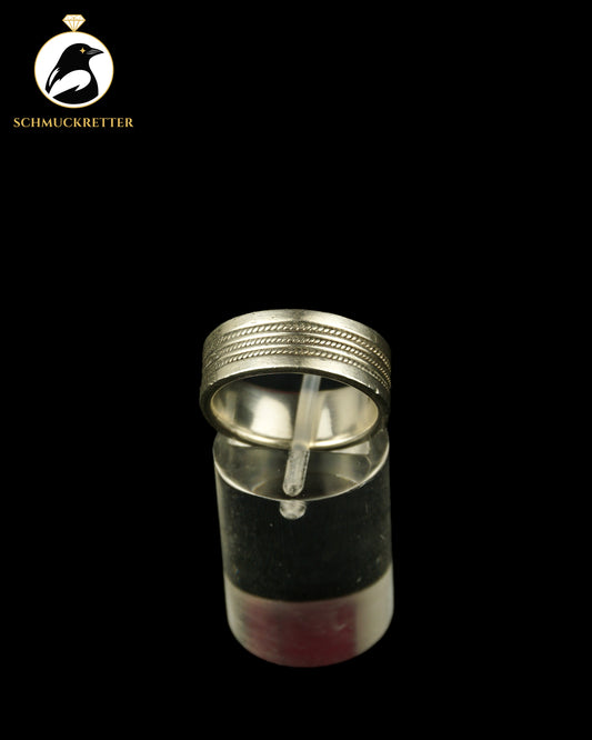 Breiter 925 Silber Ring mit dreifachem Kordeldekor, Gr. 55