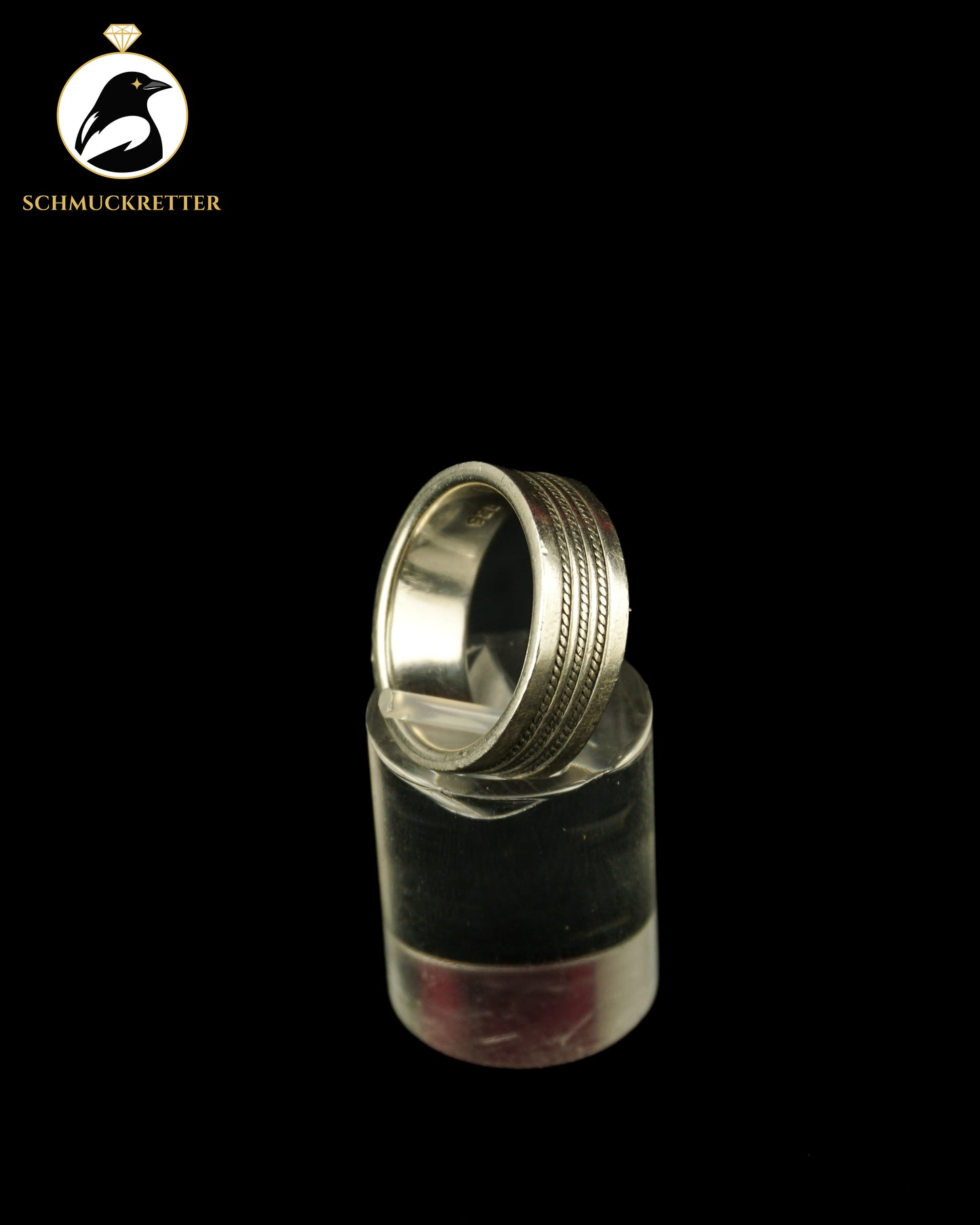 Breiter 925 Silber Ring mit dreifachem Kordeldekor, Gr. 55