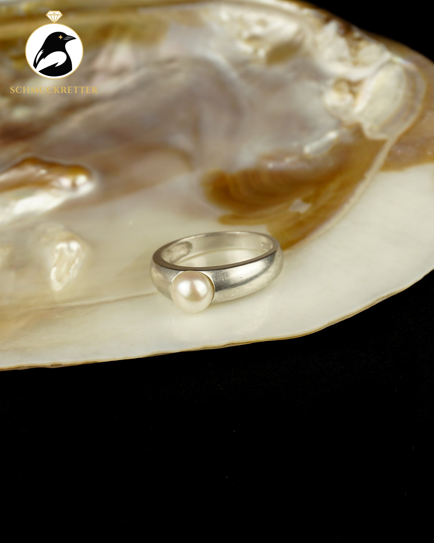 925 Silber Ring mit weißer Süßwasserperle, Gr. 63