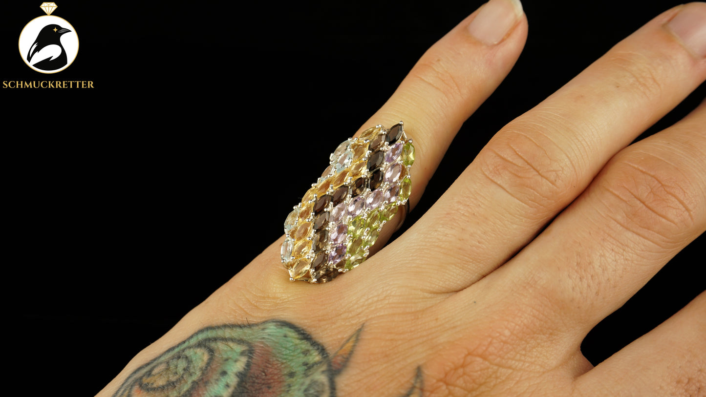 Ring aus 925 Silber mit Multi-Edelsteinen, Gr. 51, SALE
