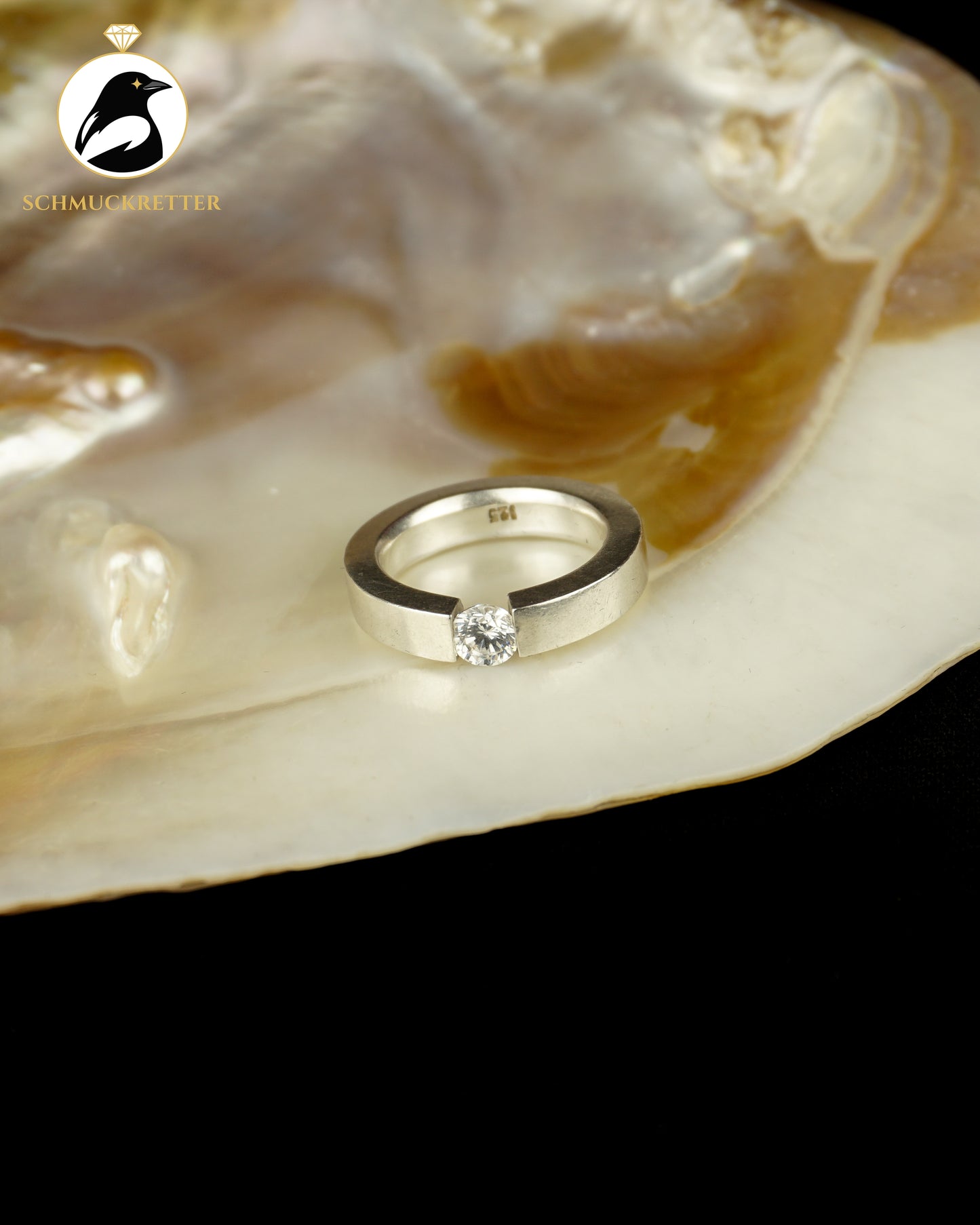 Massiver 925 Silber Spannring mit funkelndem Zirkonia, Gr. 52