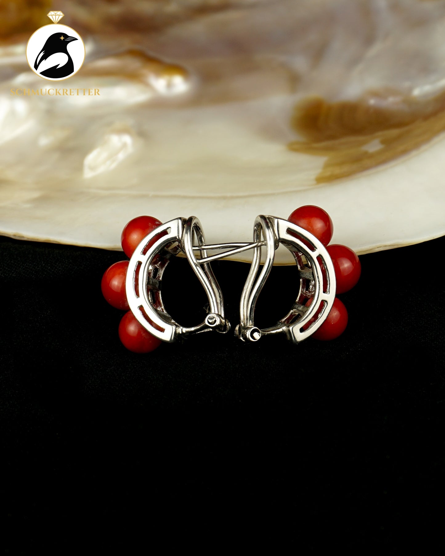 Große Korallen-Ohrringe aus 925 Silber