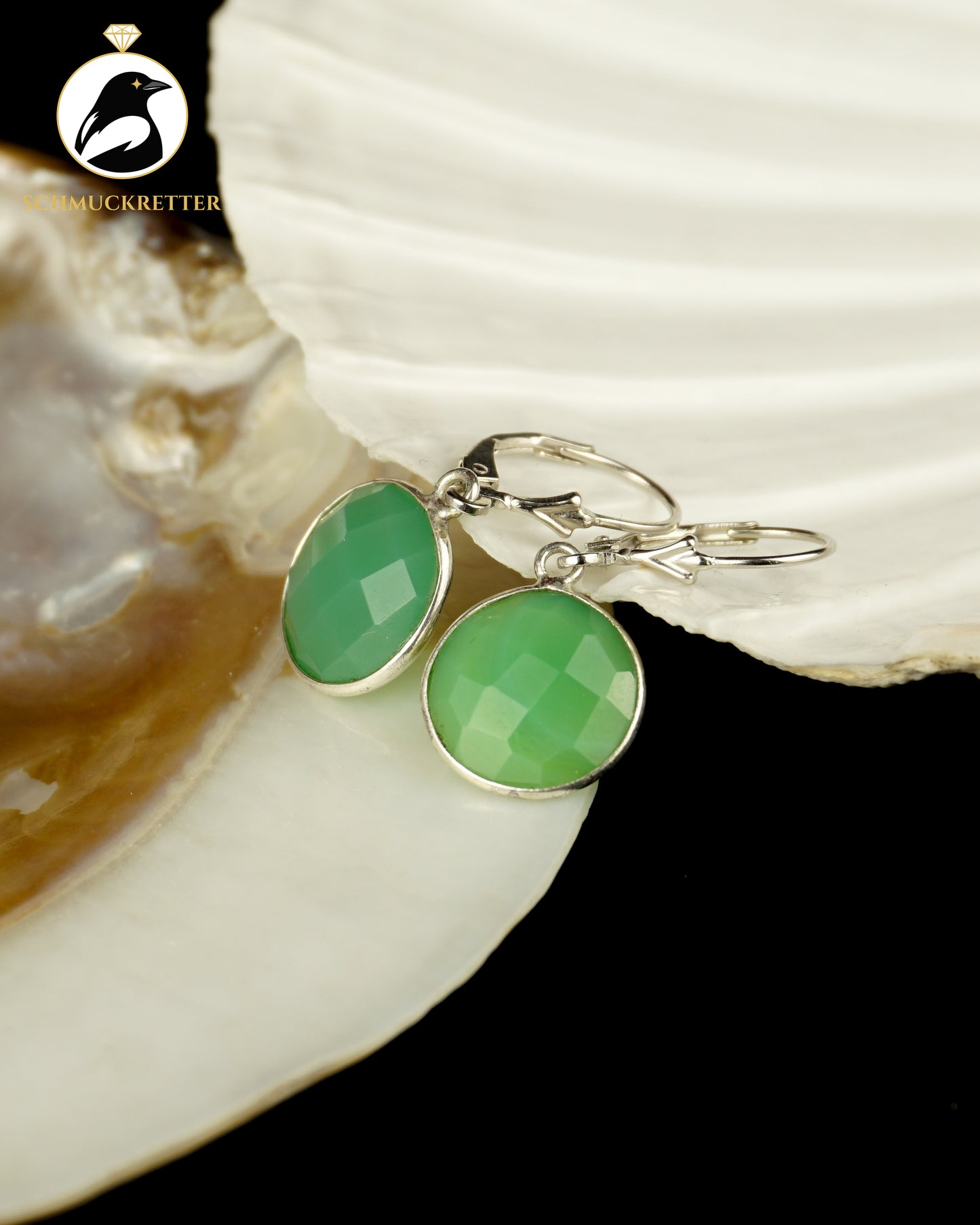 Chrysopras-Ohrringe aus 925 Silber