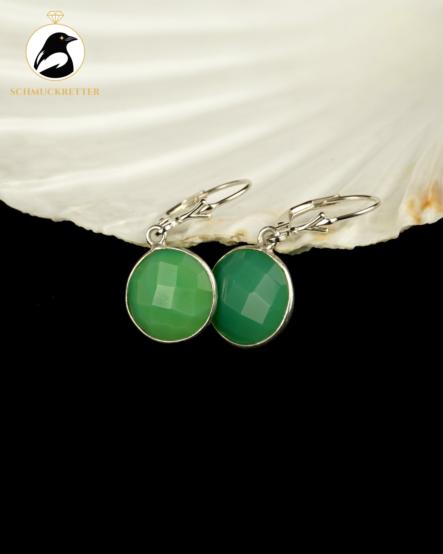 Chrysopras-Ohrringe aus 925 Silber