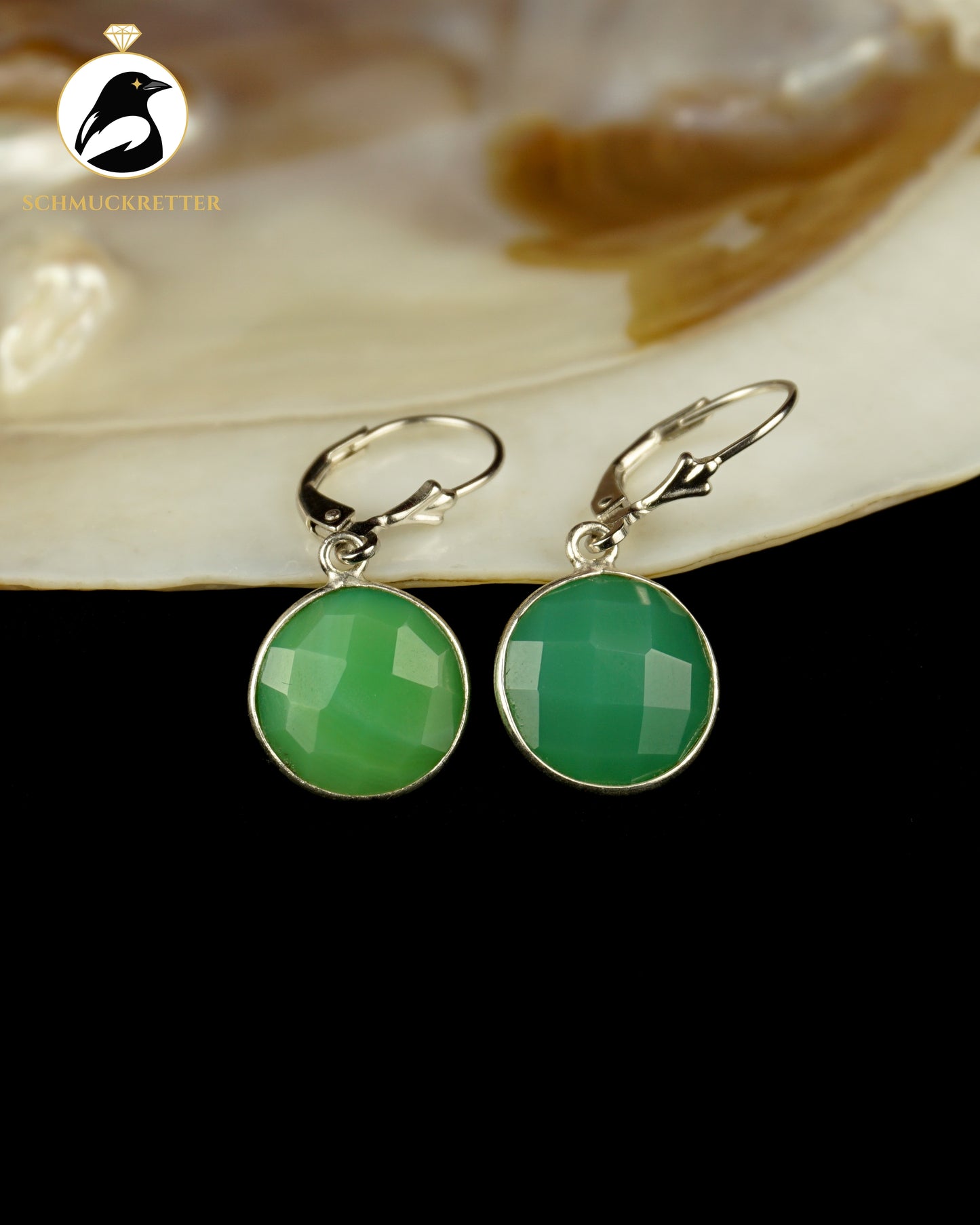 Chrysopras-Ohrringe aus 925 Silber