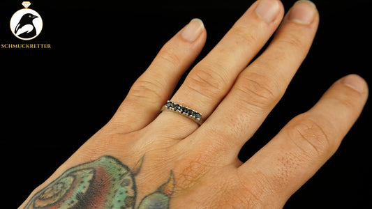 Verstellbarer 835 Silber Ring mit Saphiren, SALE