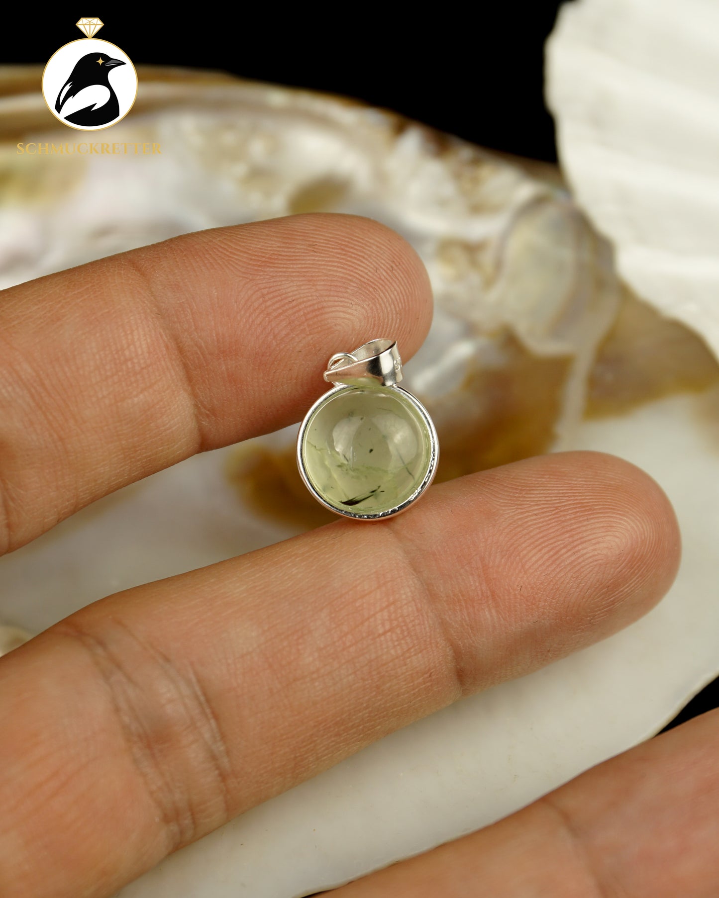 Grüner Prehnit-Anhänger aus 925 Silber