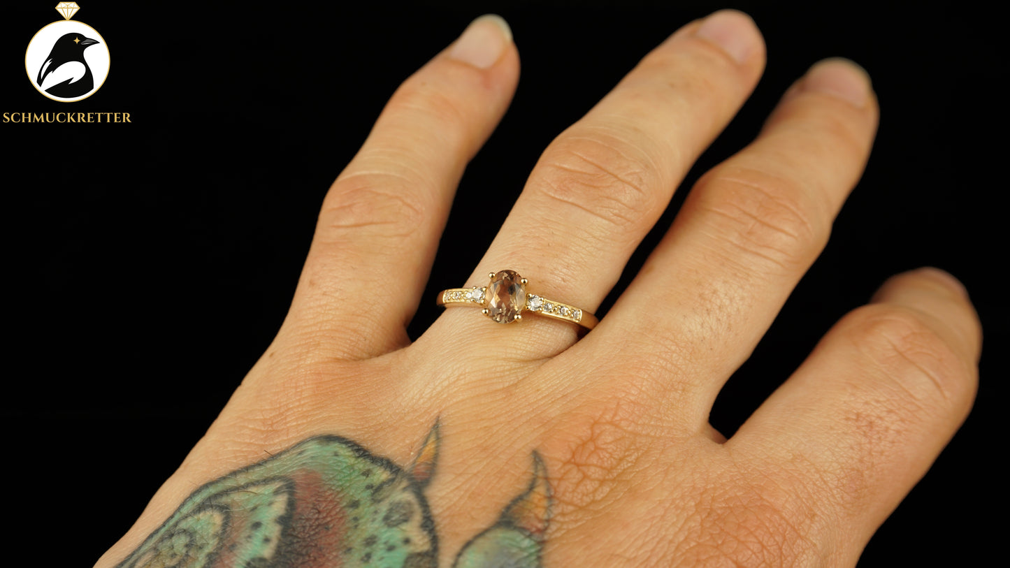 375 Gold Ring mit Morganit & weißem Topas - von Juwelo, Gr. 62