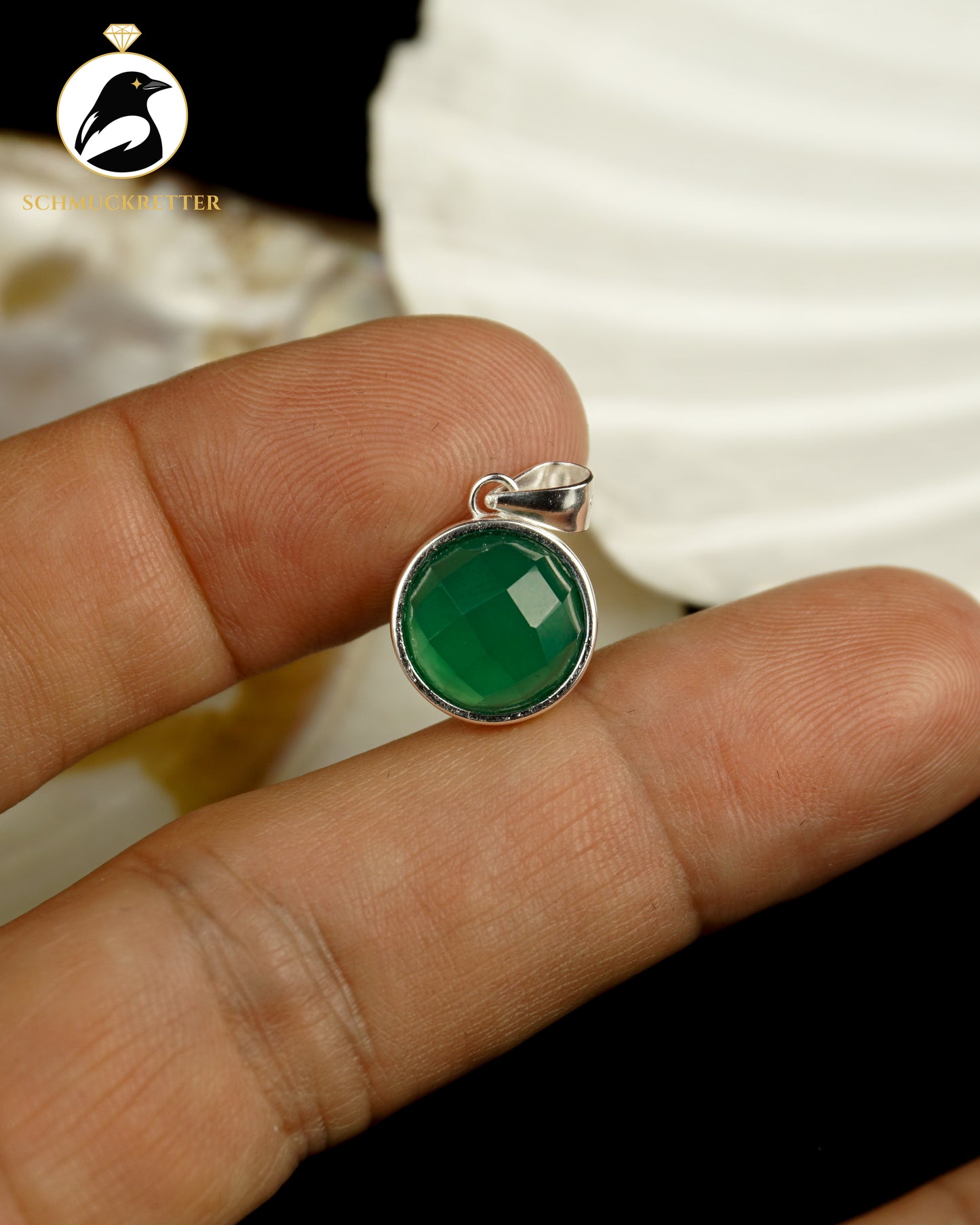 Grüner Onyx-Anhänger aus 925 Silber